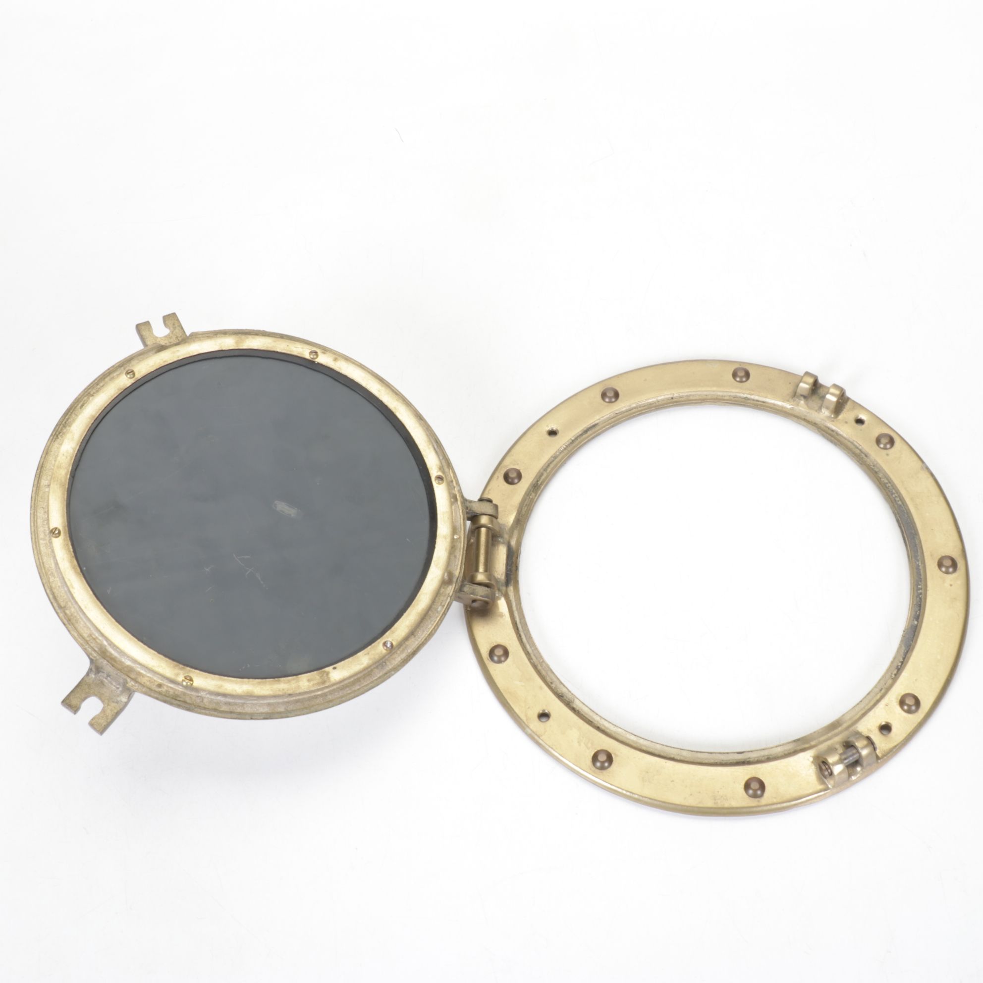 Brass Porthole Style Wall Mirror
