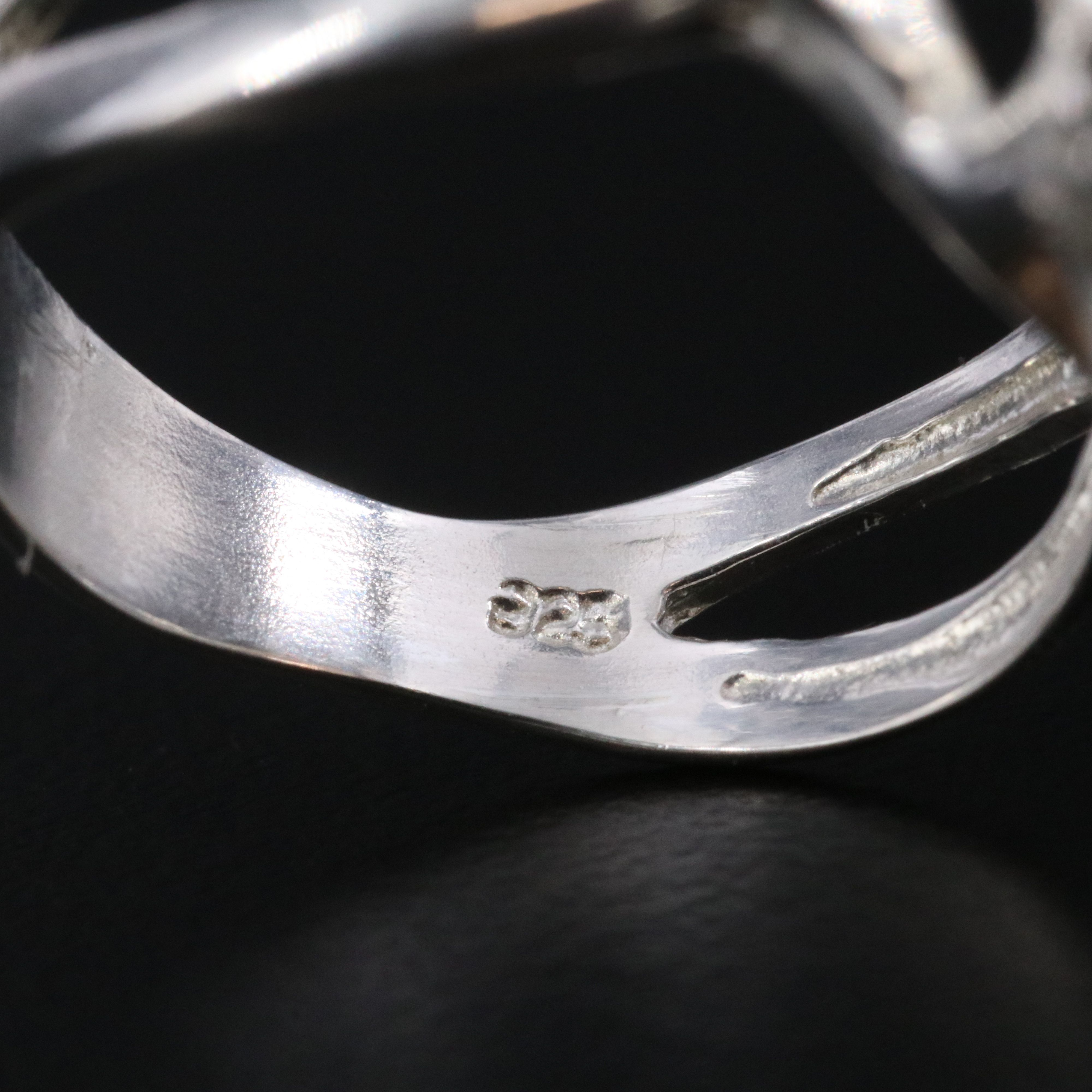 Sterling Smoky Quartz and Diopside Ring