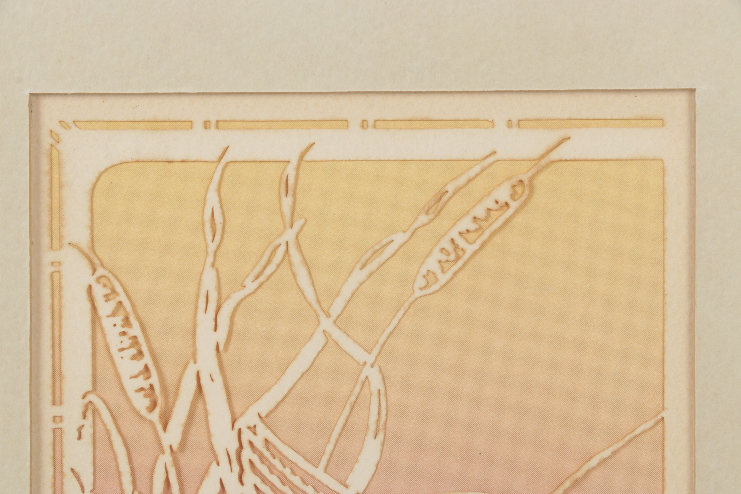 Lasercraft Diptych Papercut Scene of Heron at Sunrise and Sunset, 20th Century