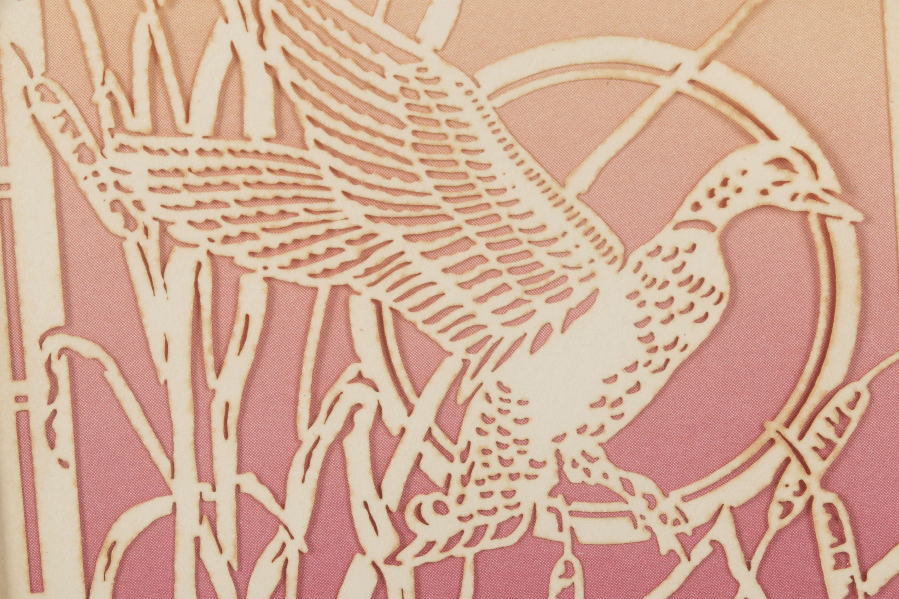 Lasercraft Diptych Papercut Scene of Heron at Sunrise and Sunset, 20th Century