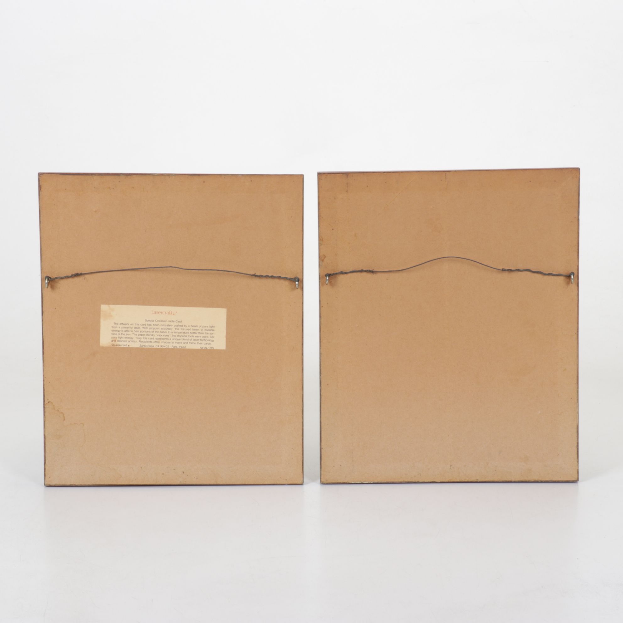 Lasercraft Diptych Papercut Scene of Heron at Sunrise and Sunset, 20th Century