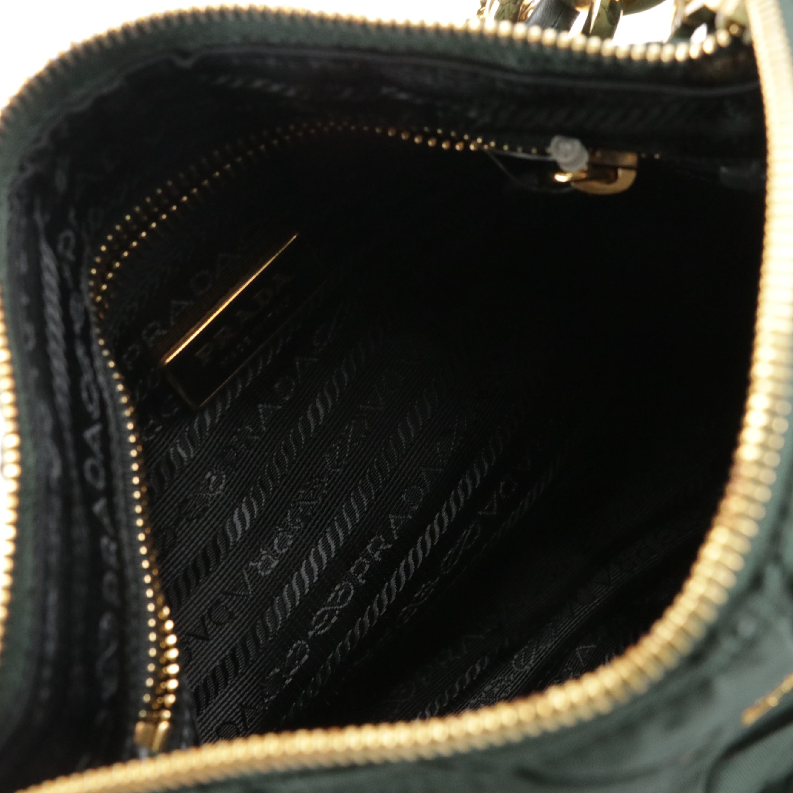 Prada Green Tessuto Nylon Interwoven Chain Strap Bag with Tag