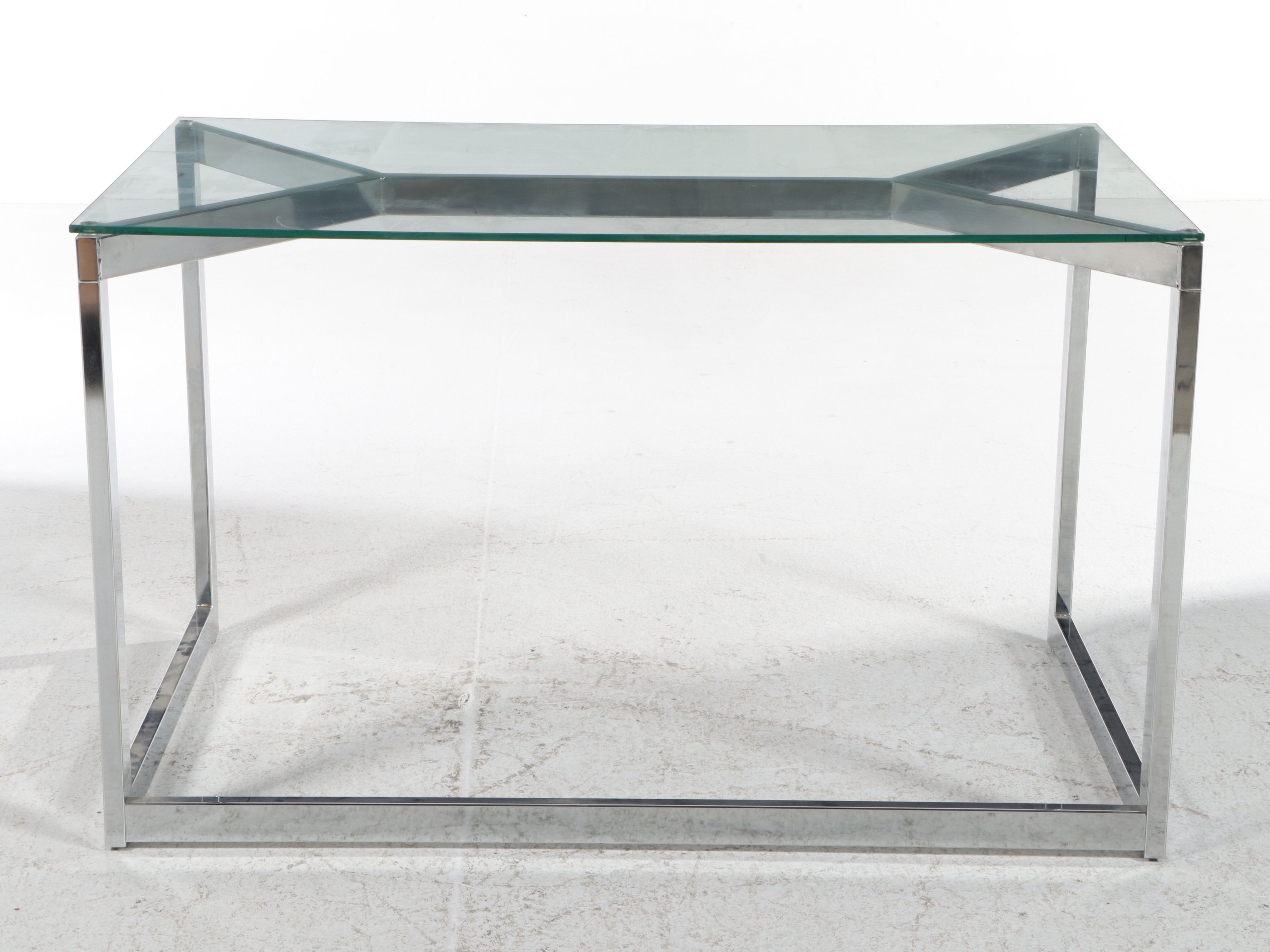 CB2 Modern Chrome Glass Top Desk