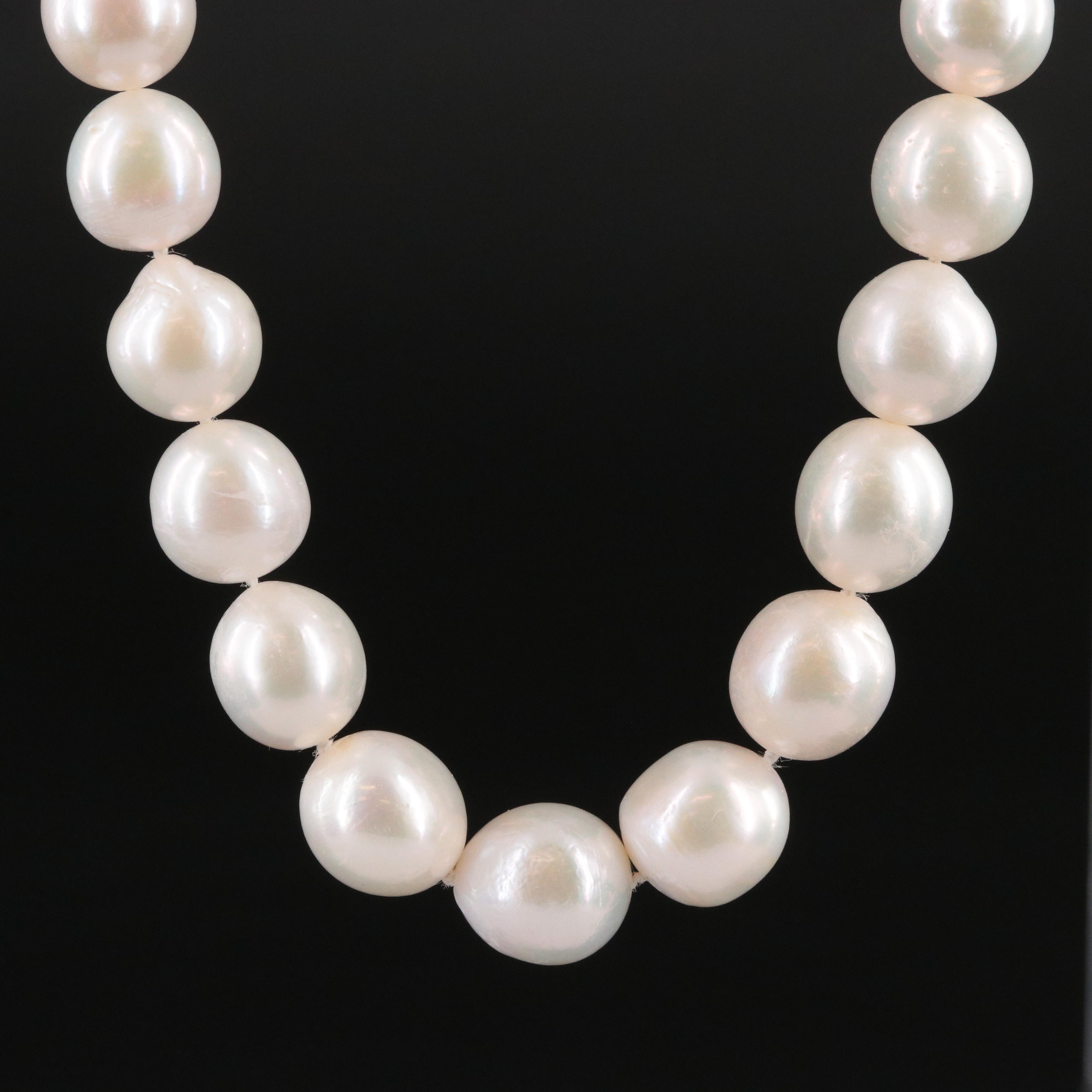 11.25 – 12.75 MM Pearl Necklace with 14K Clasp