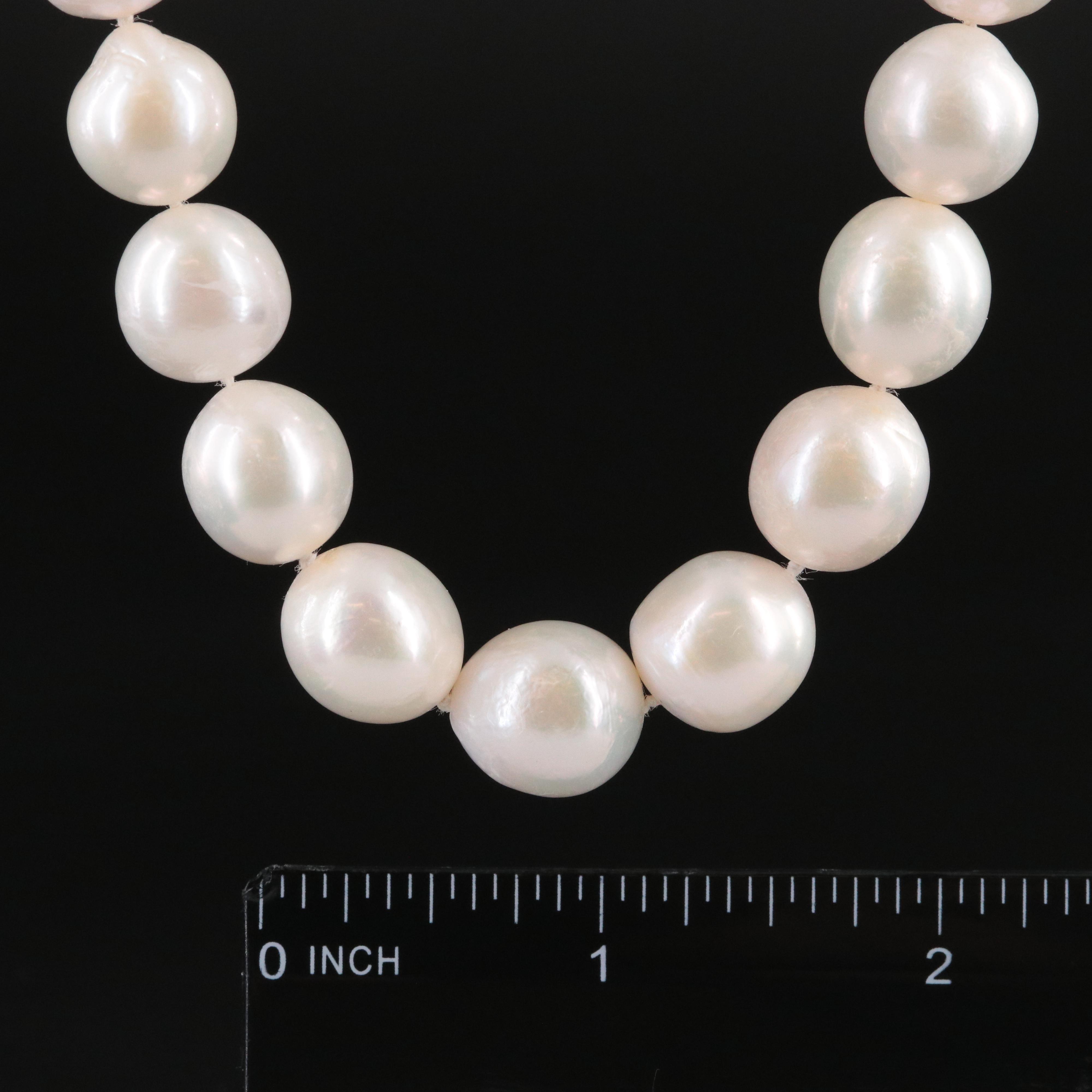 11.25 – 12.75 MM Pearl Necklace with 14K Clasp