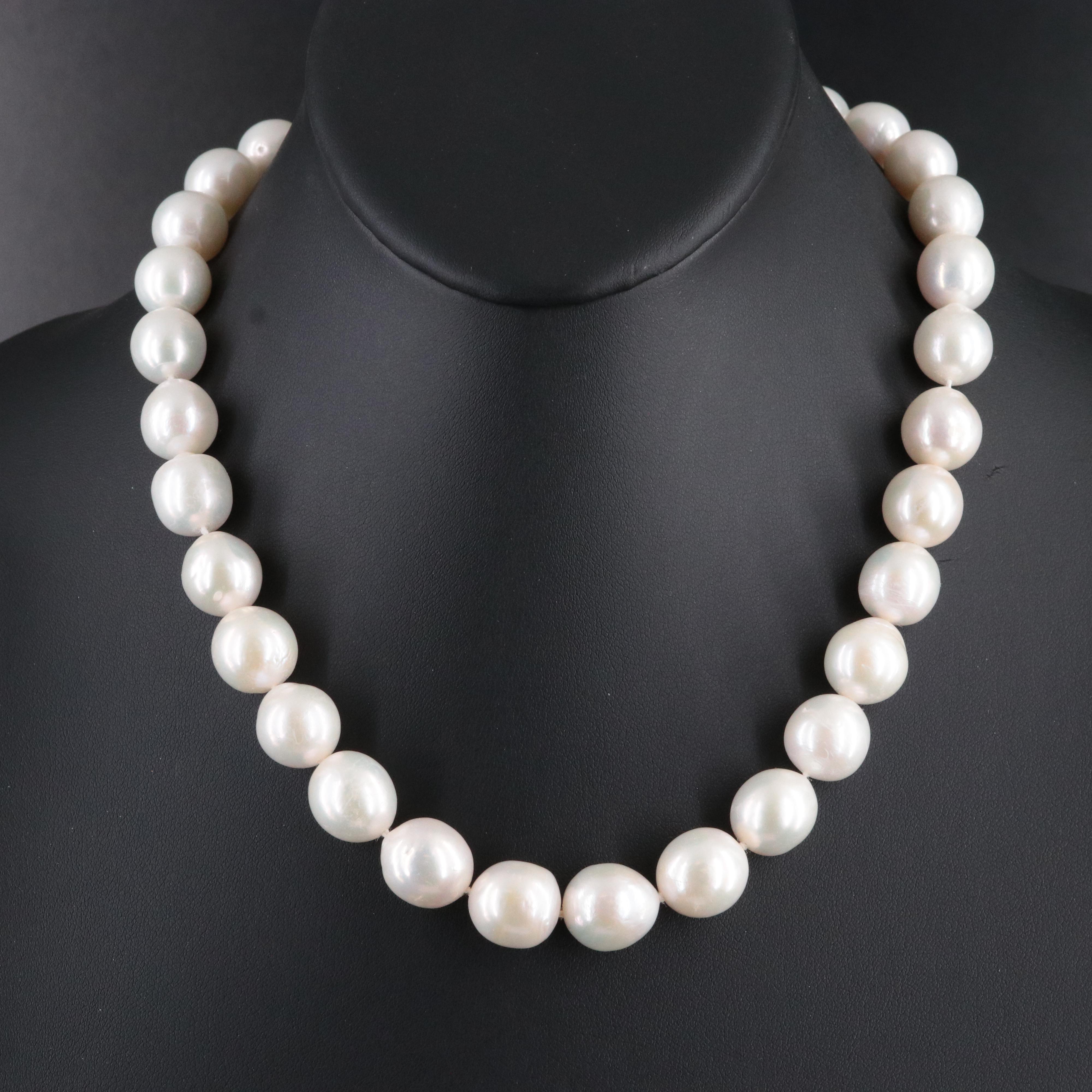 11.25 – 12.75 MM Pearl Necklace with 14K Clasp