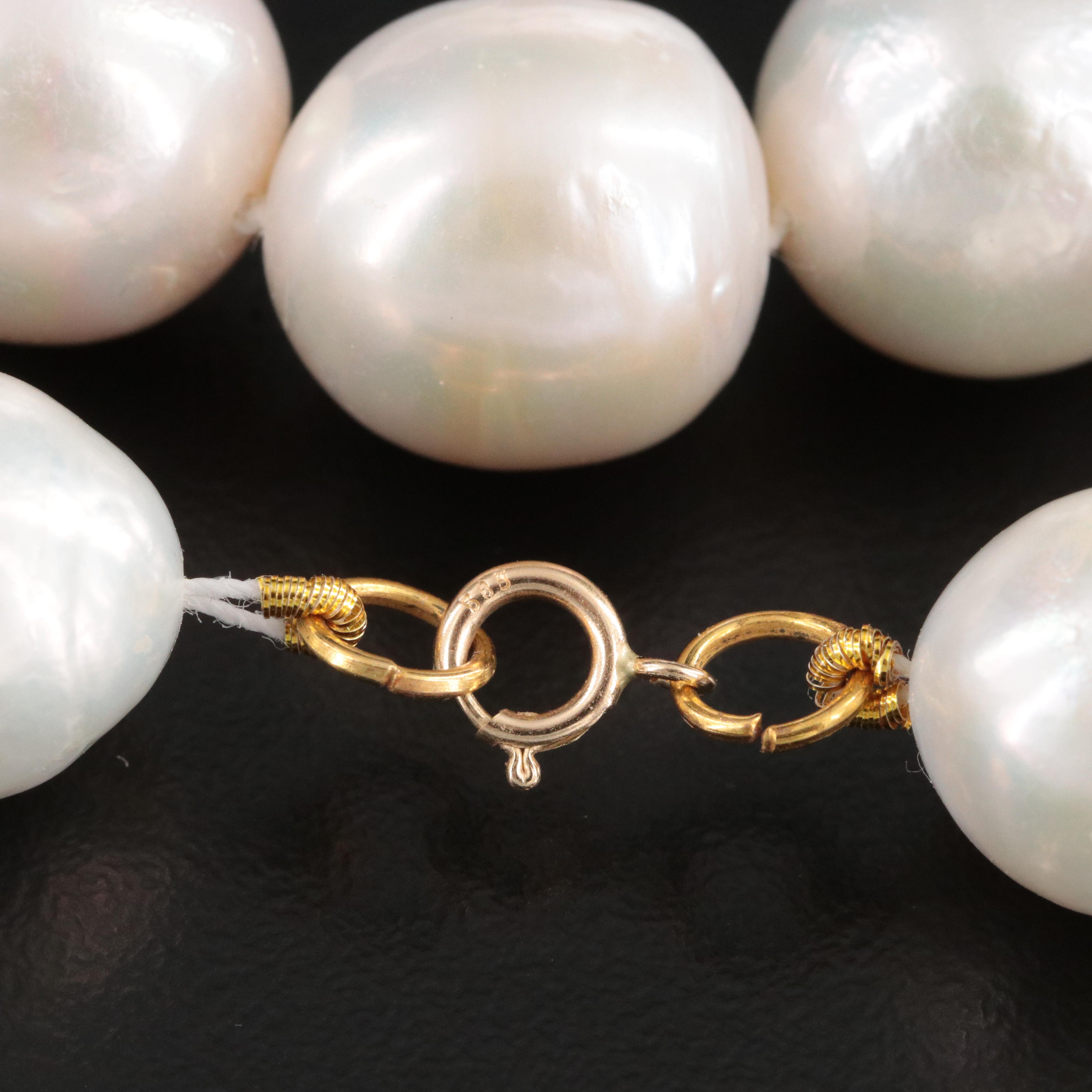 11.25 – 12.75 MM Pearl Necklace with 14K Clasp