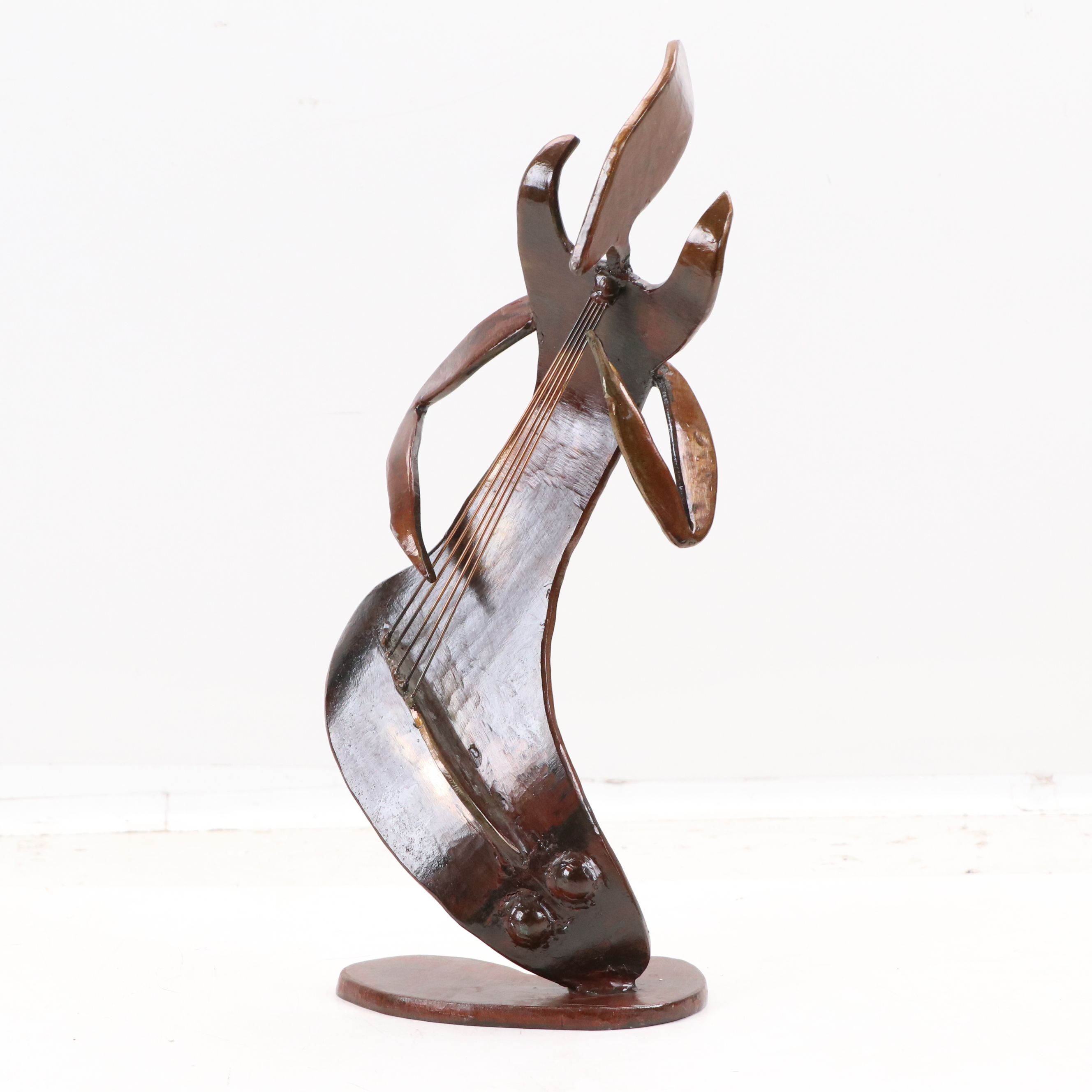 William Wessel Iron Sculpture "Cello Man"