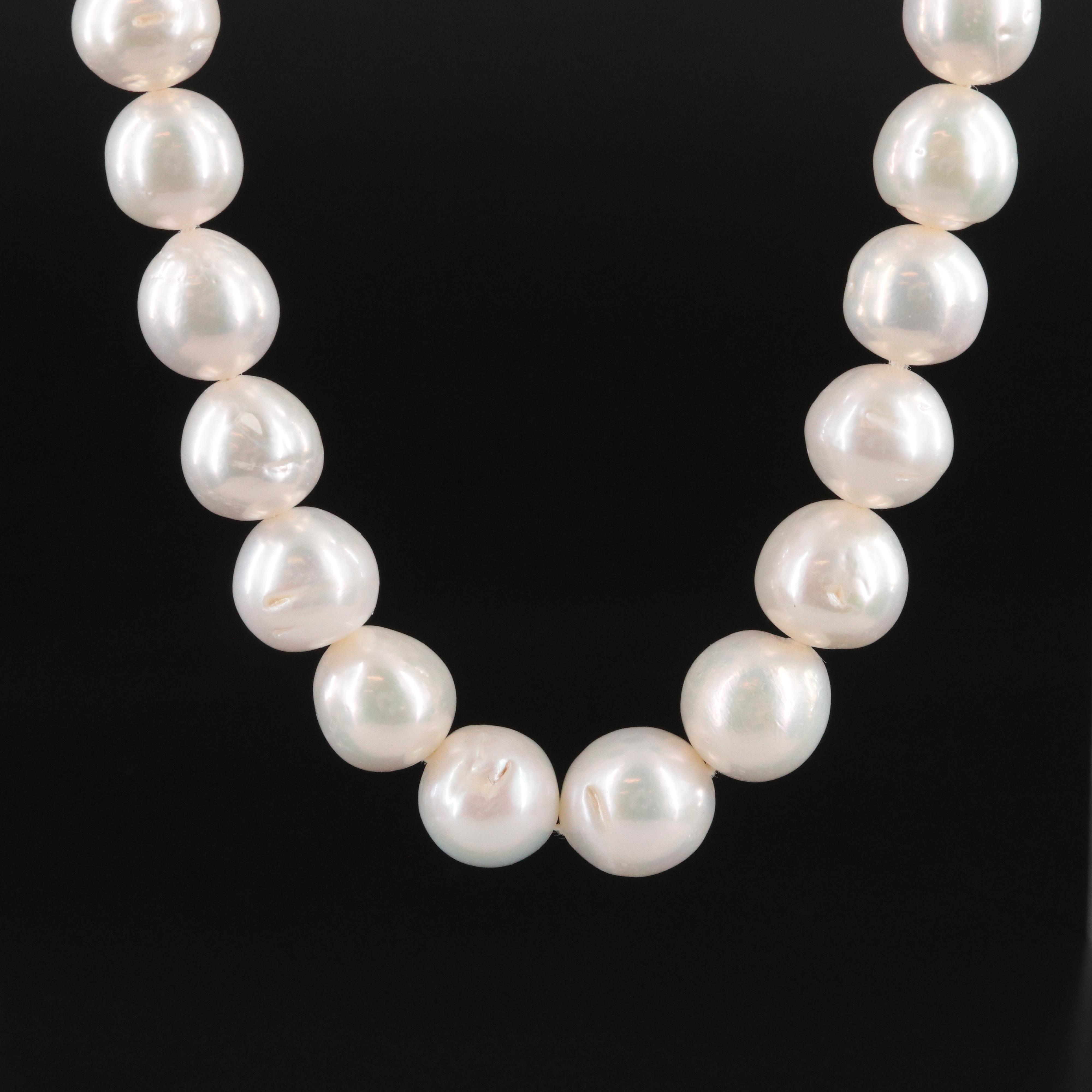 11.25 – 12.75mm Pearl Necklace with 14K Clasp