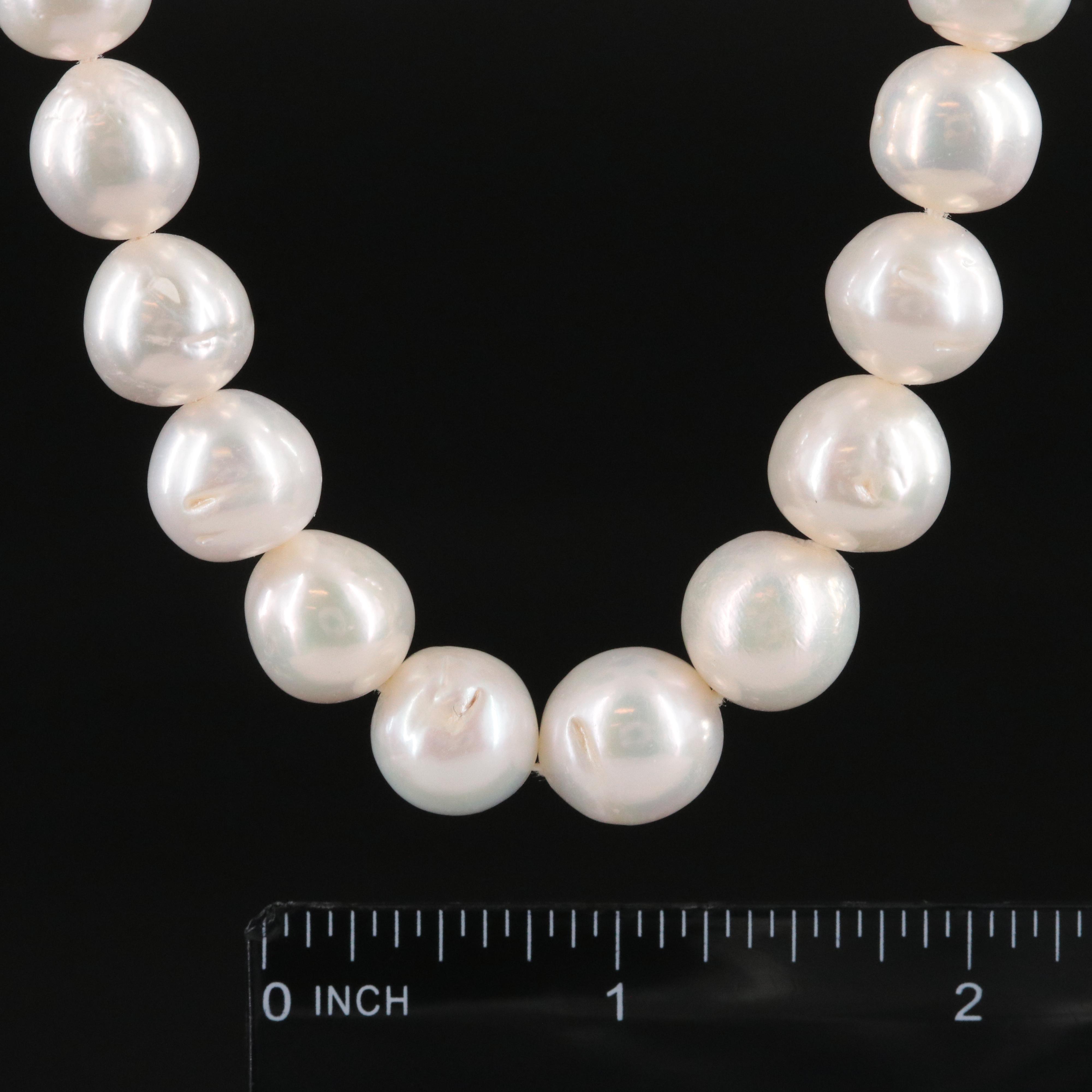 11.25 – 12.75mm Pearl Necklace with 14K Clasp