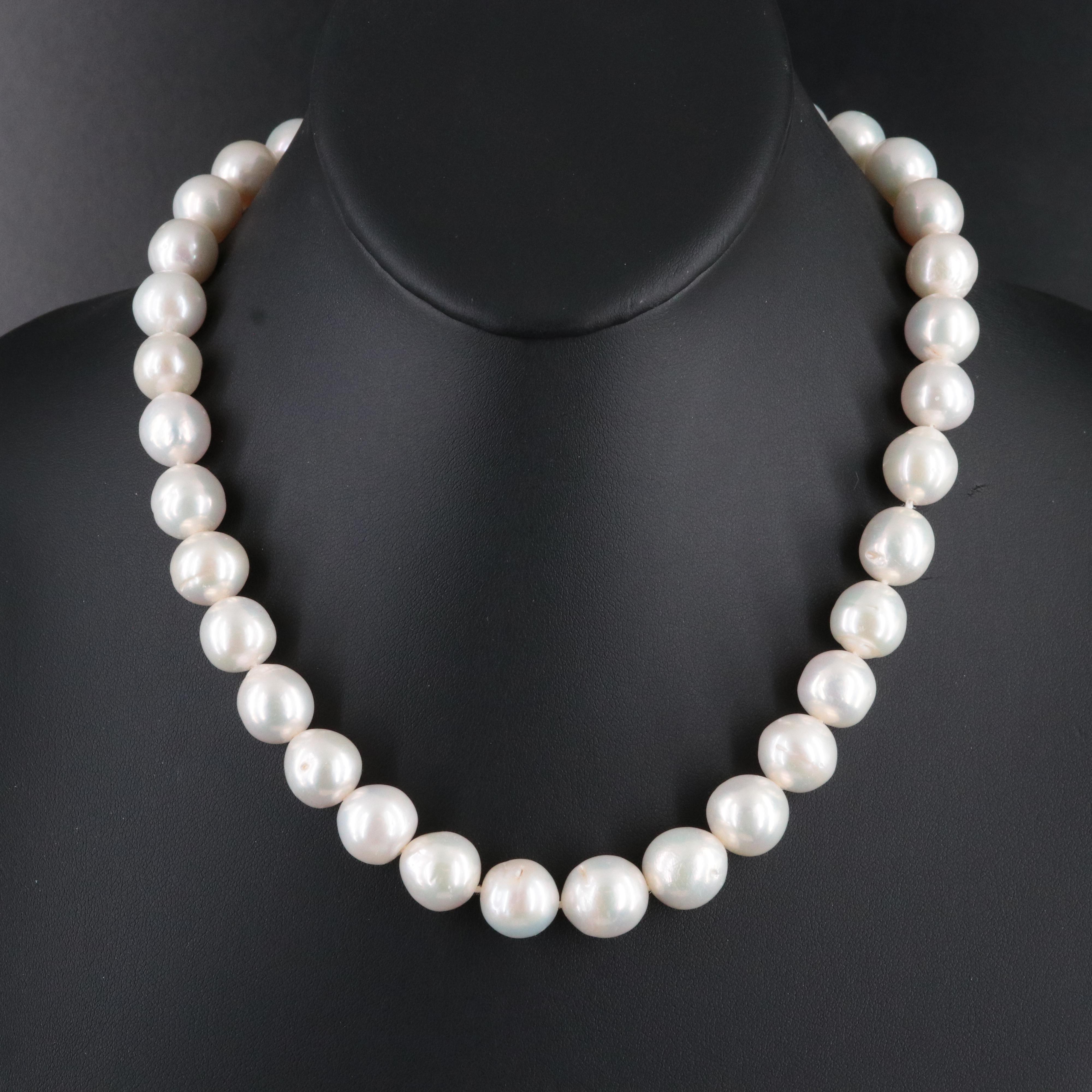 11.25 – 12.75mm Pearl Necklace with 14K Clasp