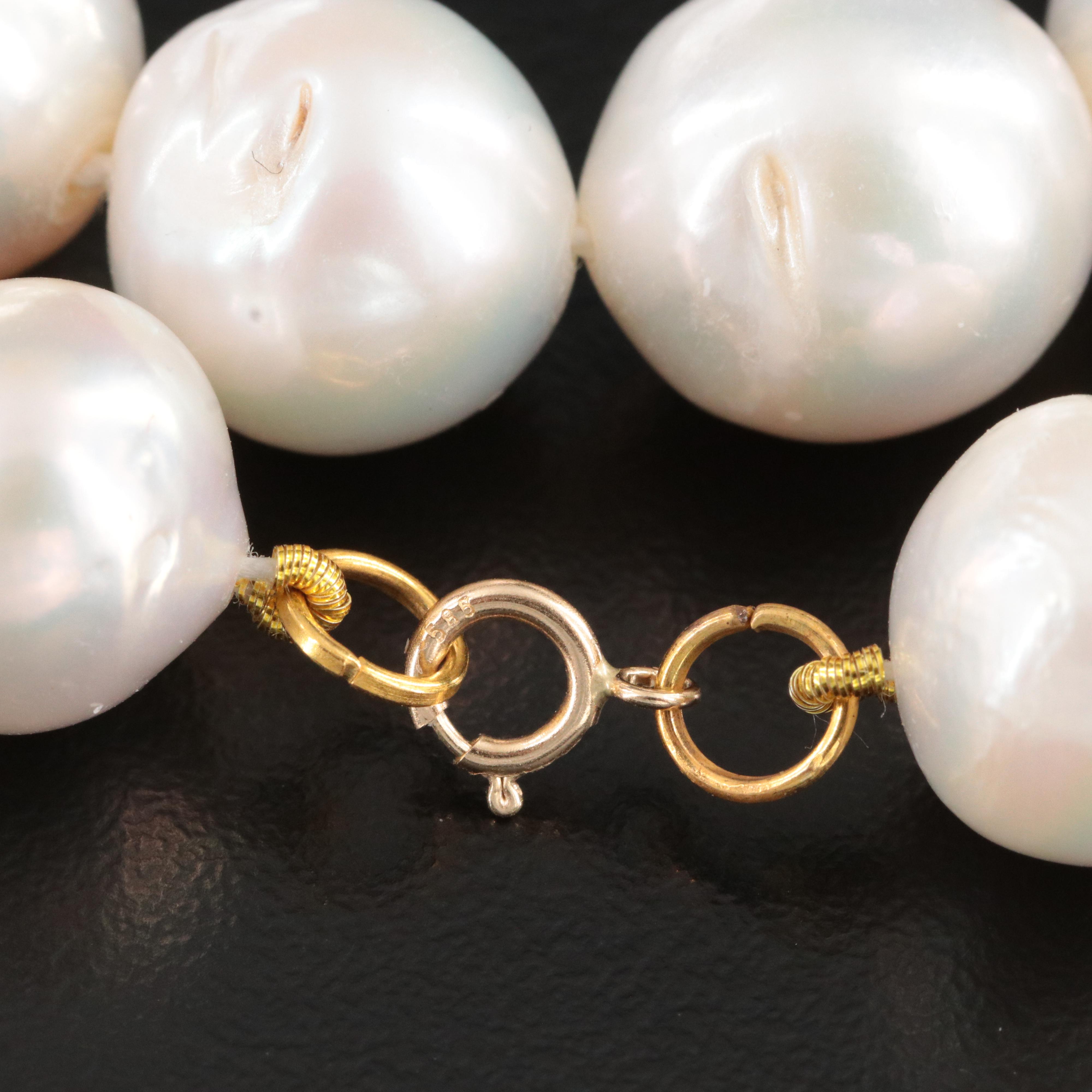 11.25 – 12.75mm Pearl Necklace with 14K Clasp