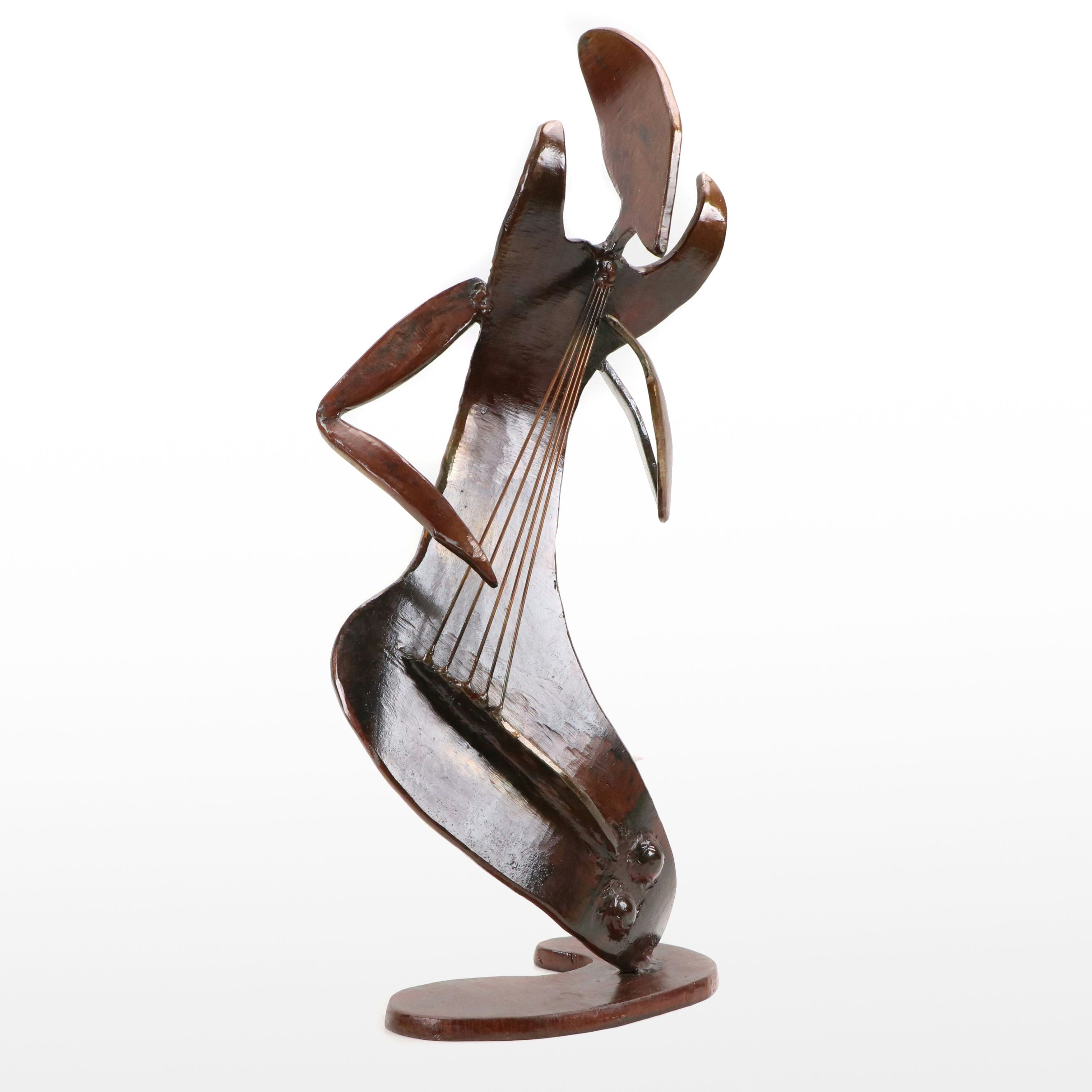 William Wessel Iron Sculpture "Cello Man"