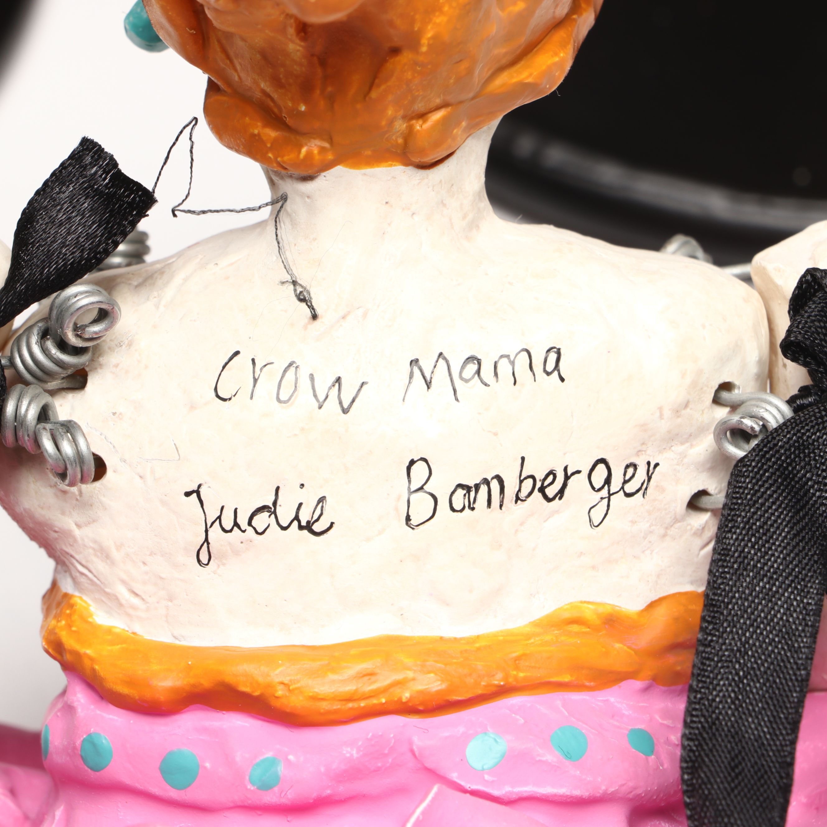 Judie Bomberger "Crow Mama," "Poppy" with Other Marionette Figures with Stands