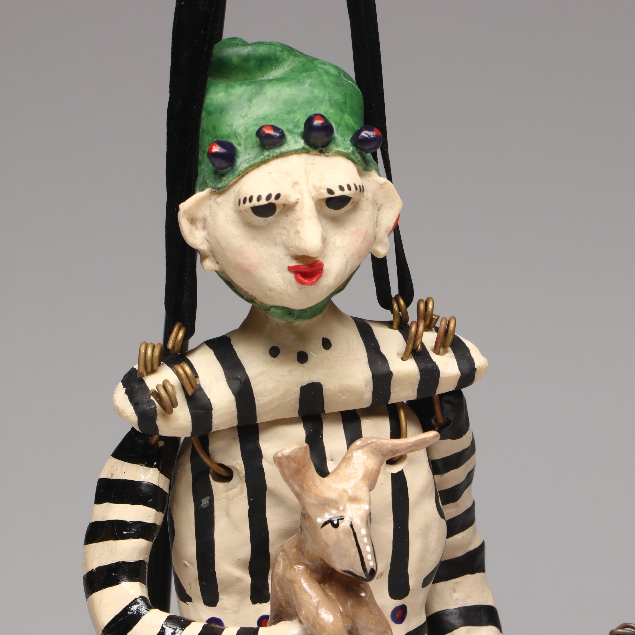 Judie Bomberger "Crow Mama," "Poppy" with Other Marionette Figures with Stands