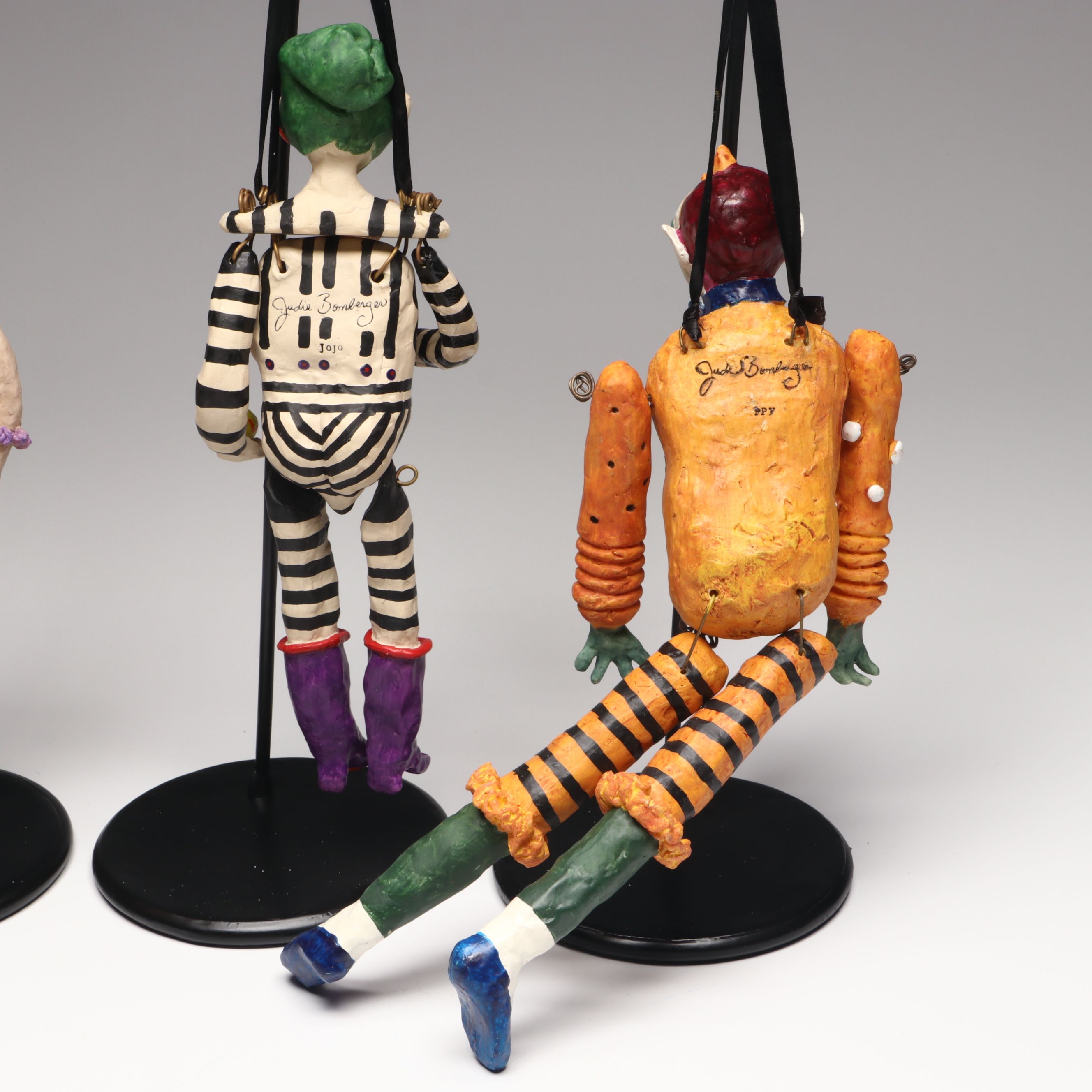 Judie Bomberger "Crow Mama," "Poppy" with Other Marionette Figures with Stands
