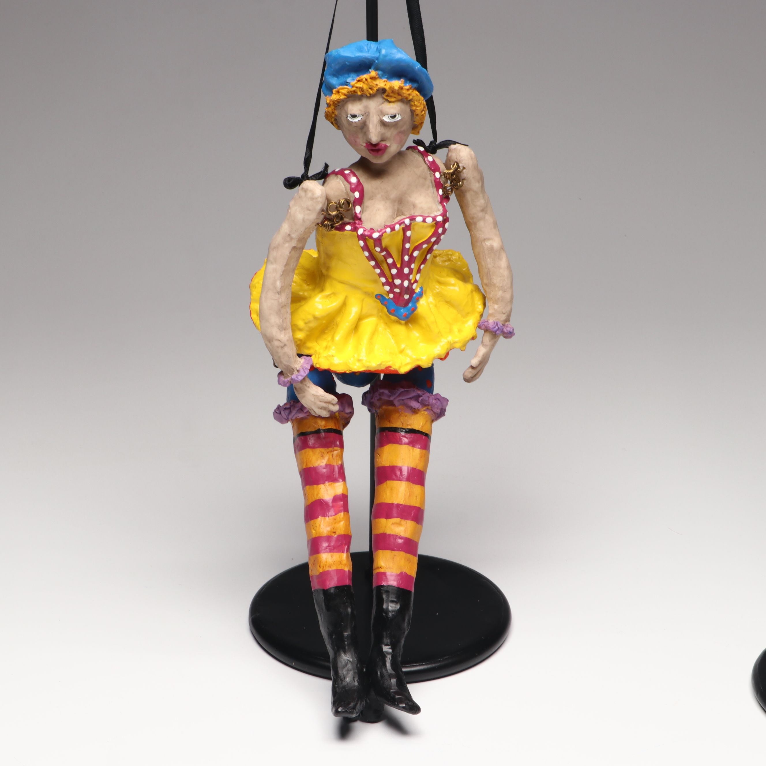 Judie Bomberger "Crow Mama," "Poppy" with Other Marionette Figures with Stands