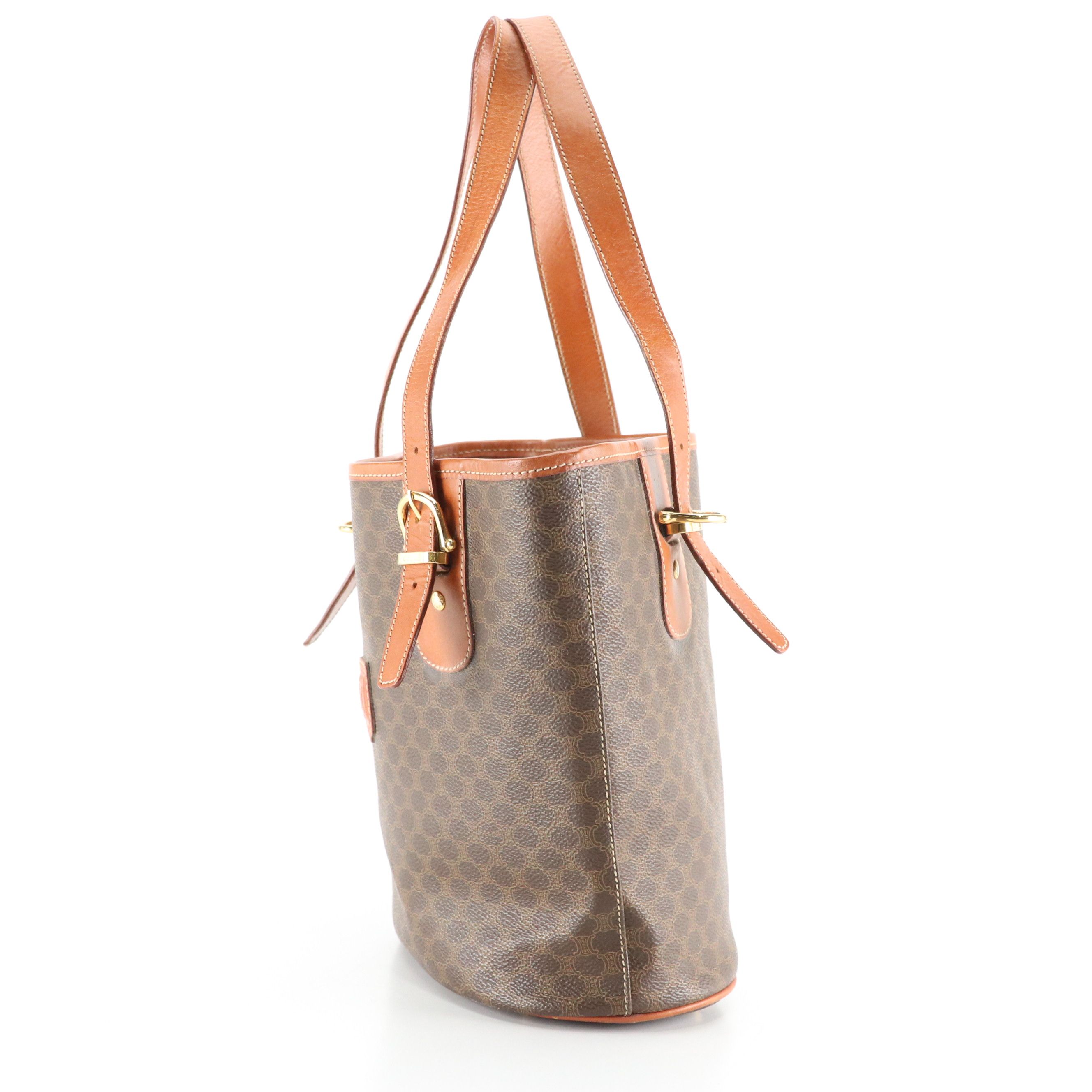 Celine Bucket Tote in Macadam Canvas and Leather