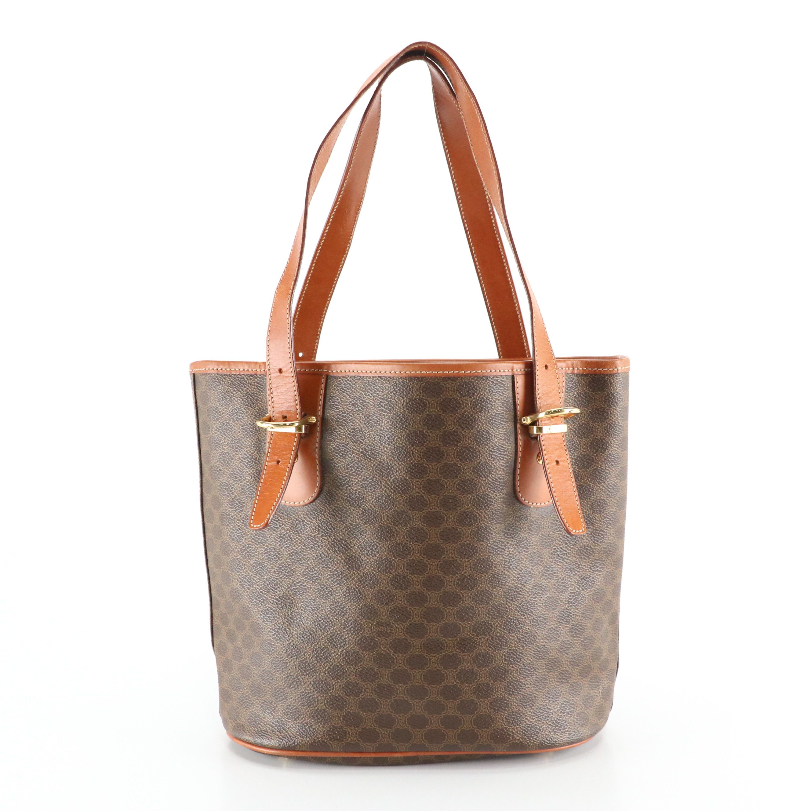 Celine Bucket Tote in Macadam Canvas and Leather