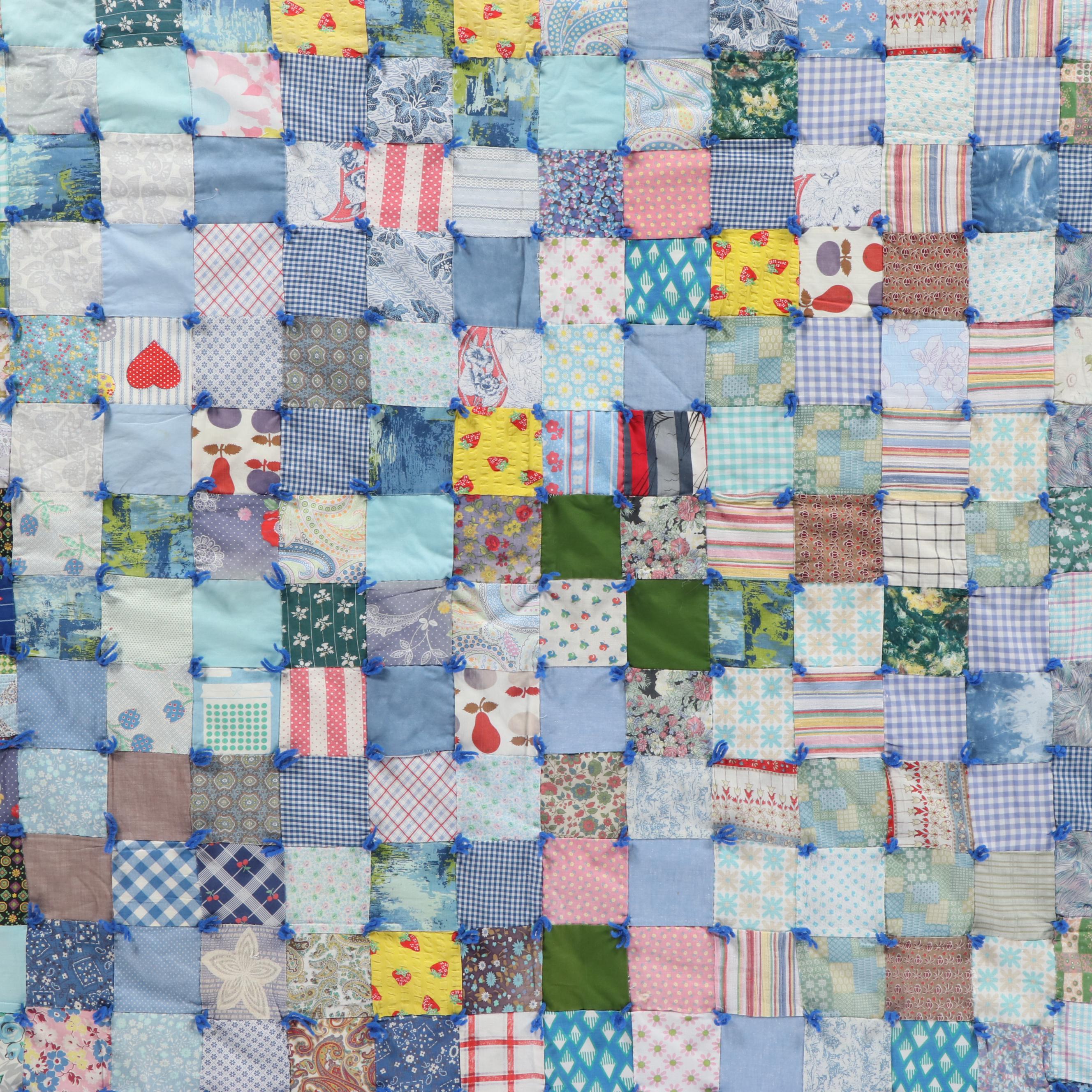 Hand-Tied Vintage Patchwork Quilt