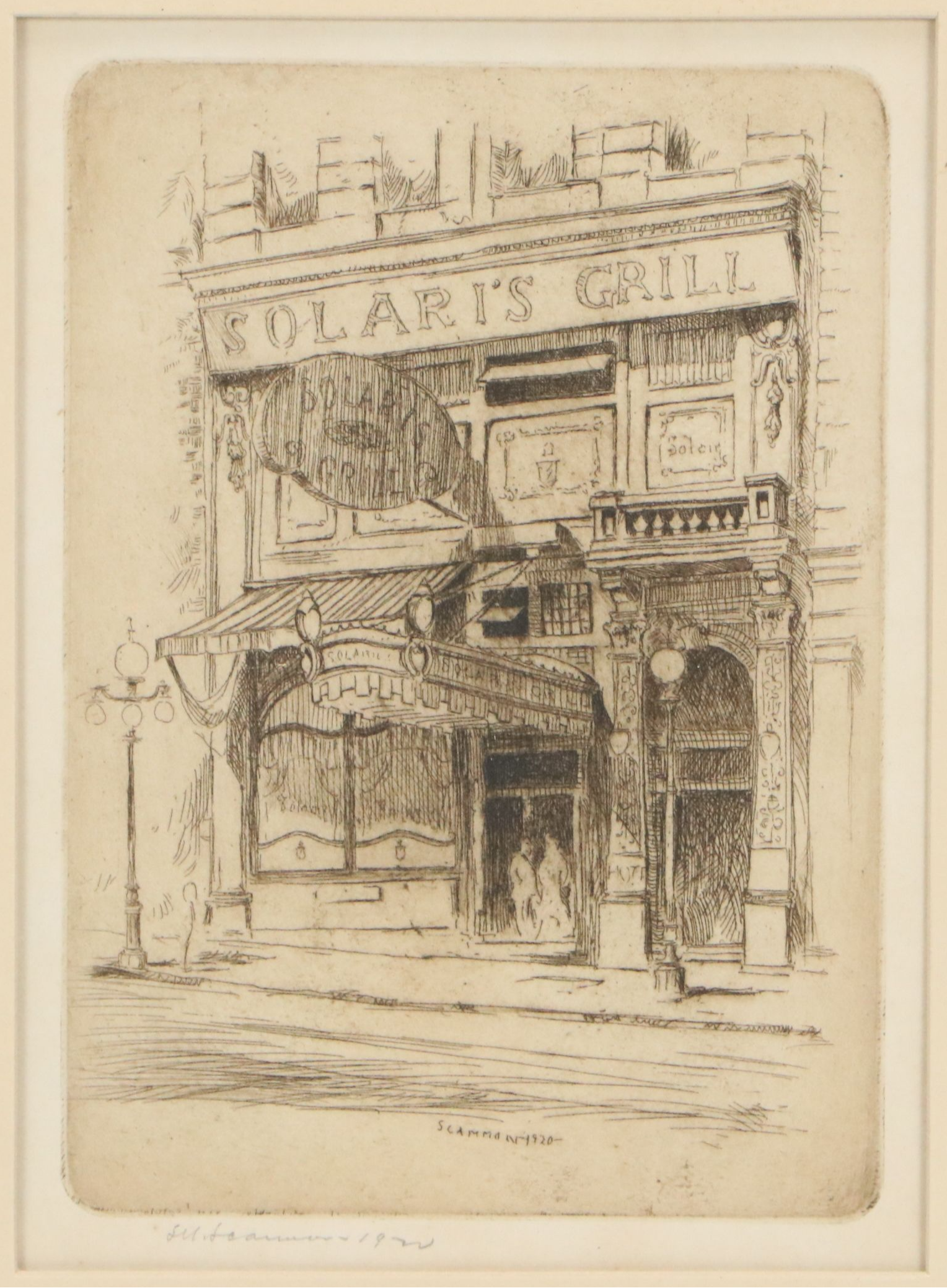 Lawrence Norris Scammon Etching "Solari's Grill," 1922