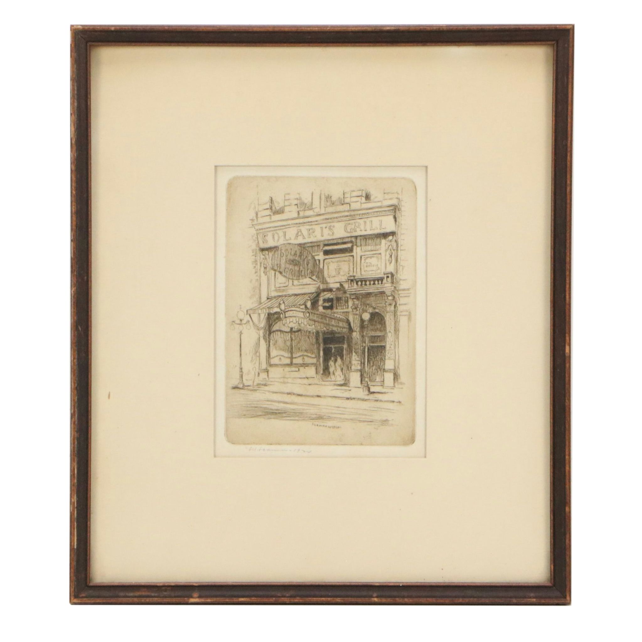 Lawrence Norris Scammon Etching "Solari's Grill," 1922