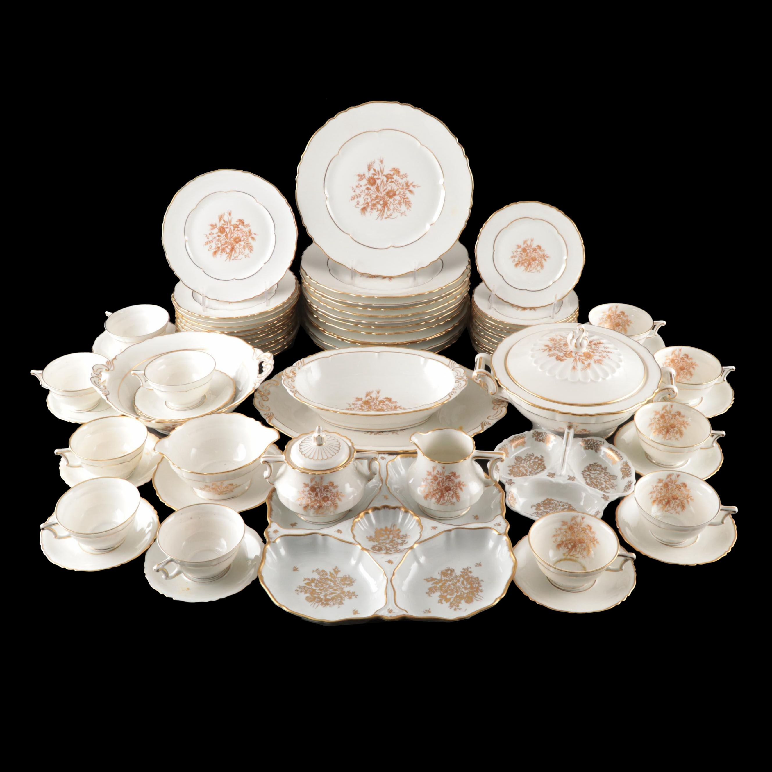 Haviland "Floreal" with Other French Gold Gilt Porcelain Dinnerware