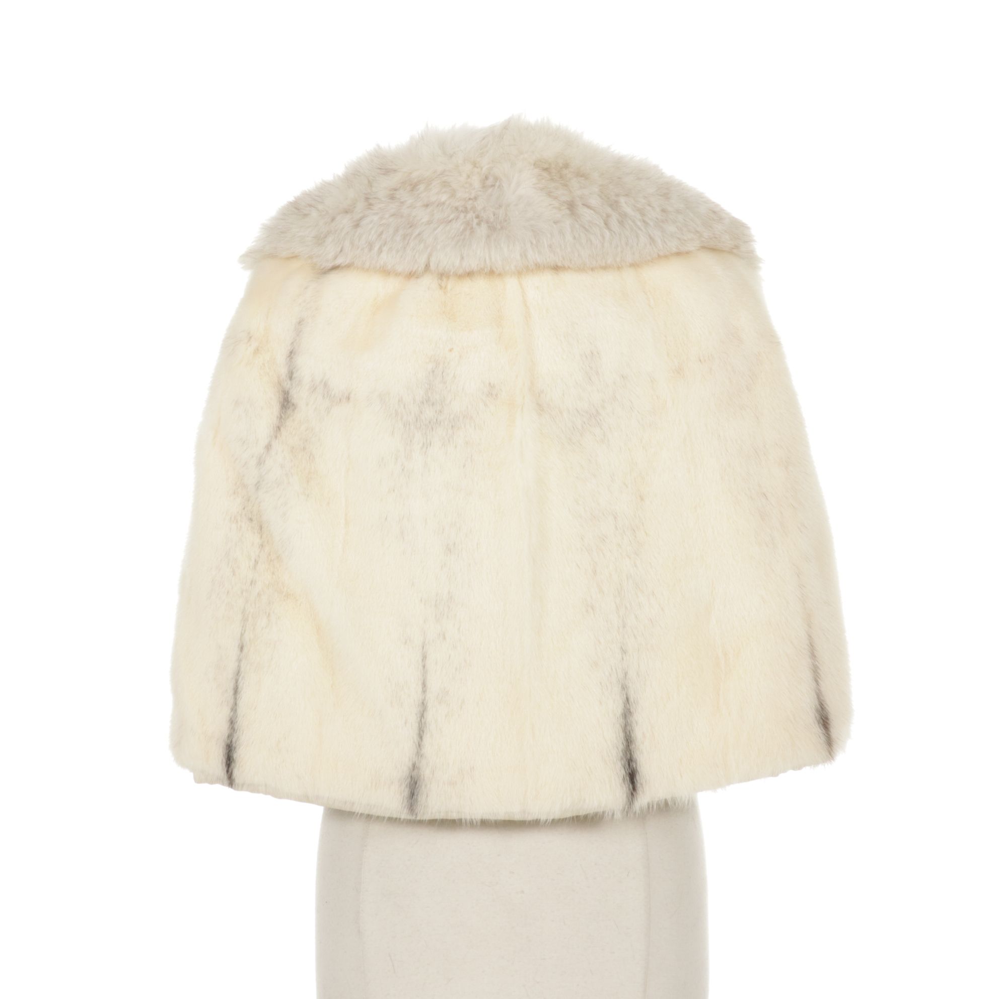 White Mink Fur Stole with Fox Fur Shawl Collar