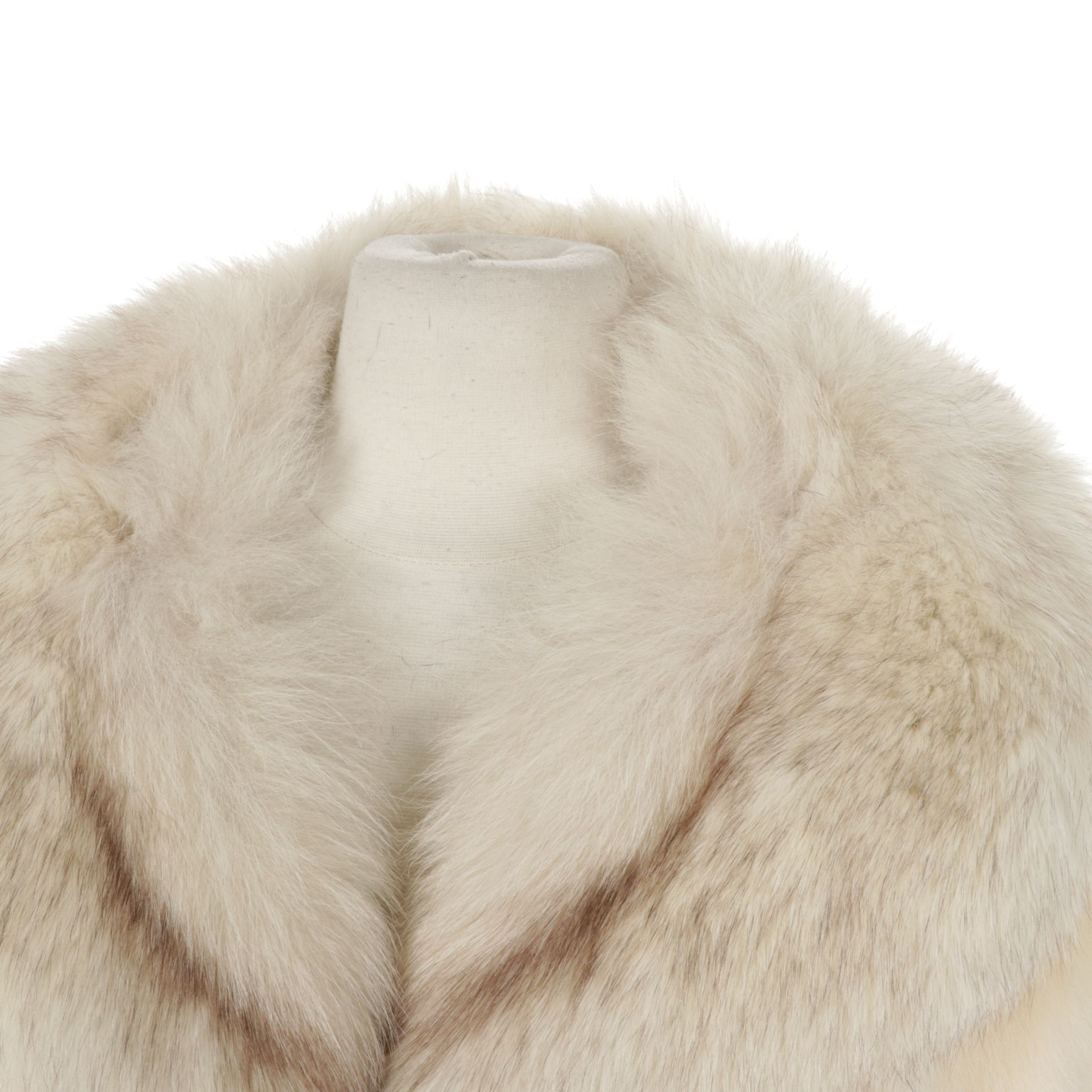 White Mink Fur Stole with Fox Fur Shawl Collar