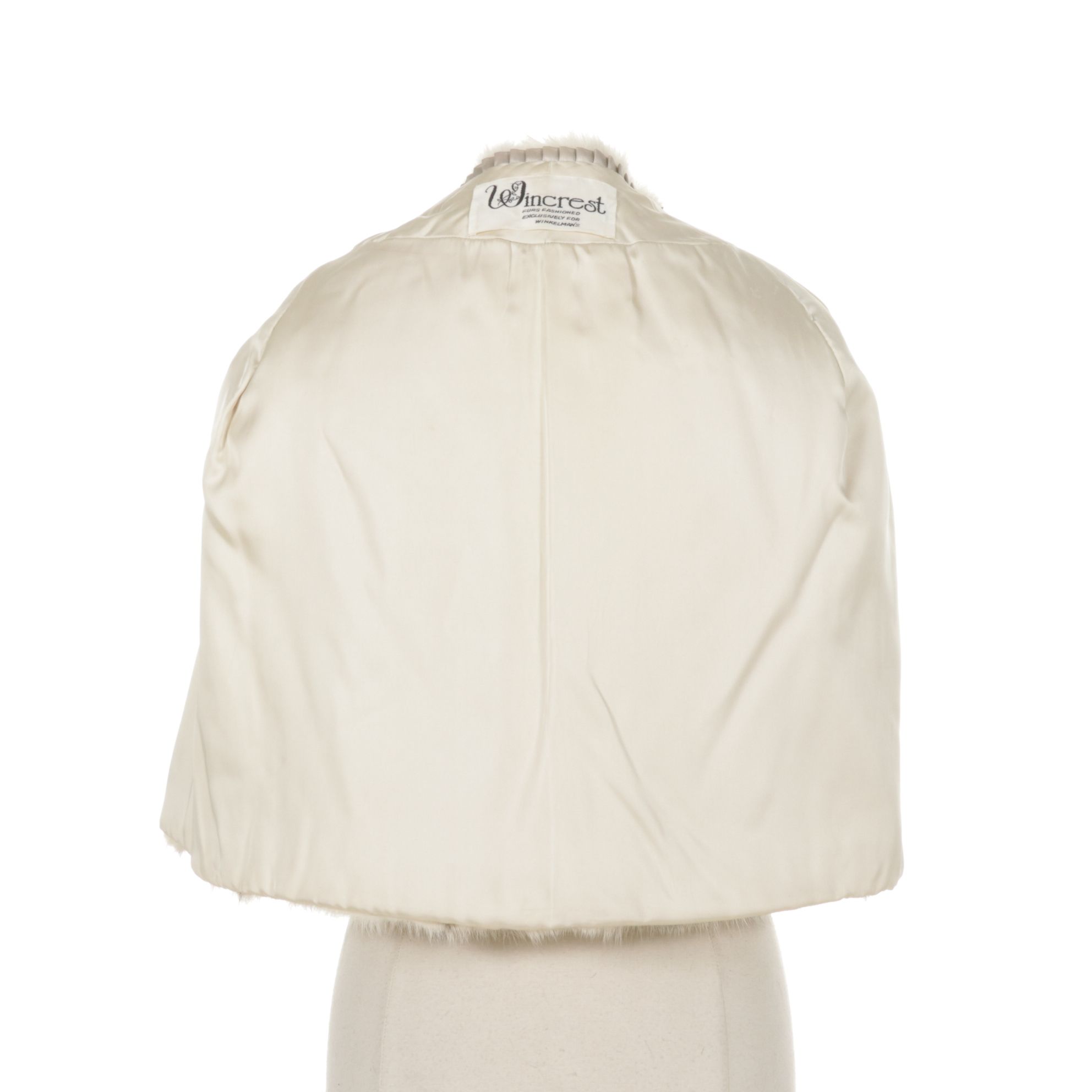 White Mink Fur Stole with Fox Fur Shawl Collar