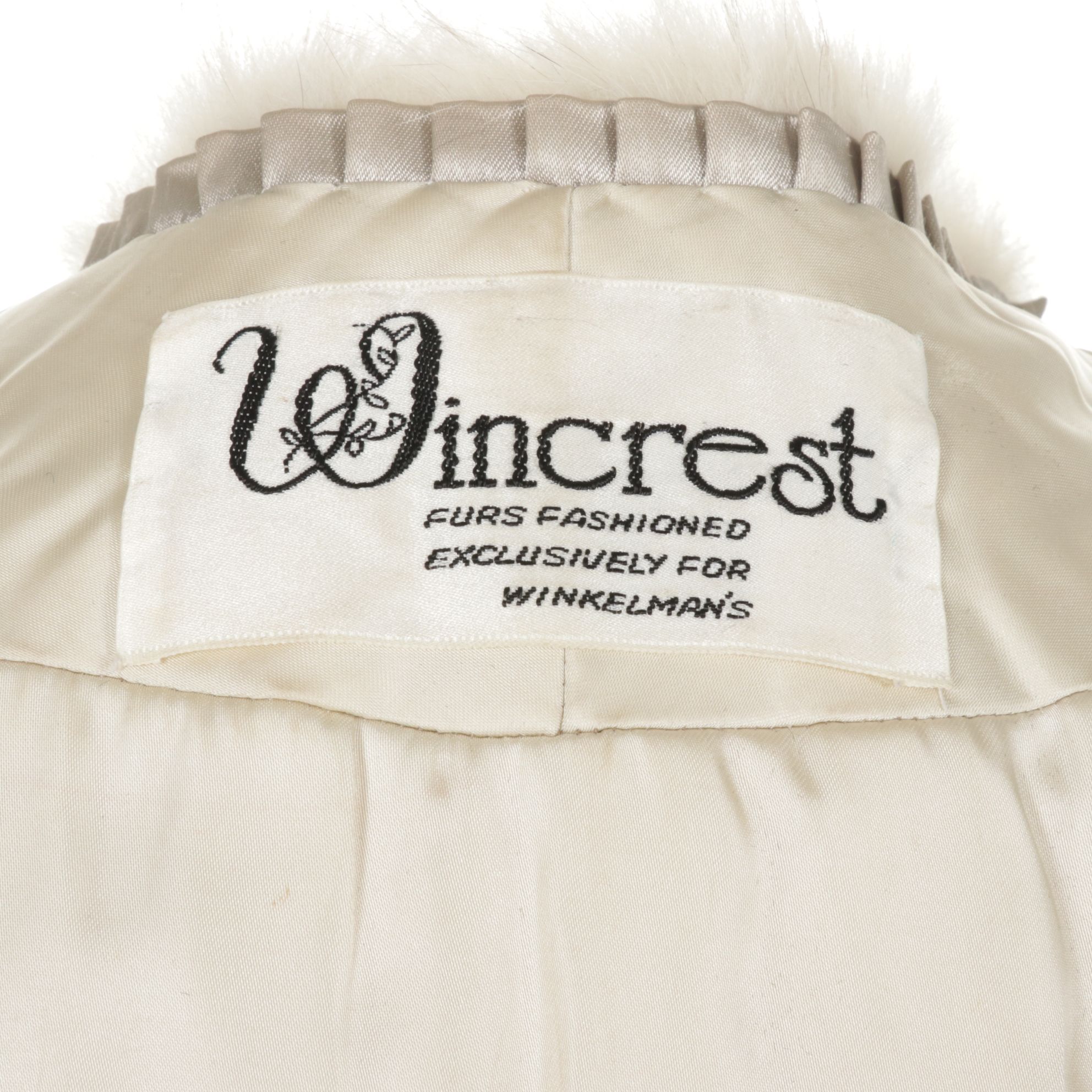 White Mink Fur Stole with Fox Fur Shawl Collar