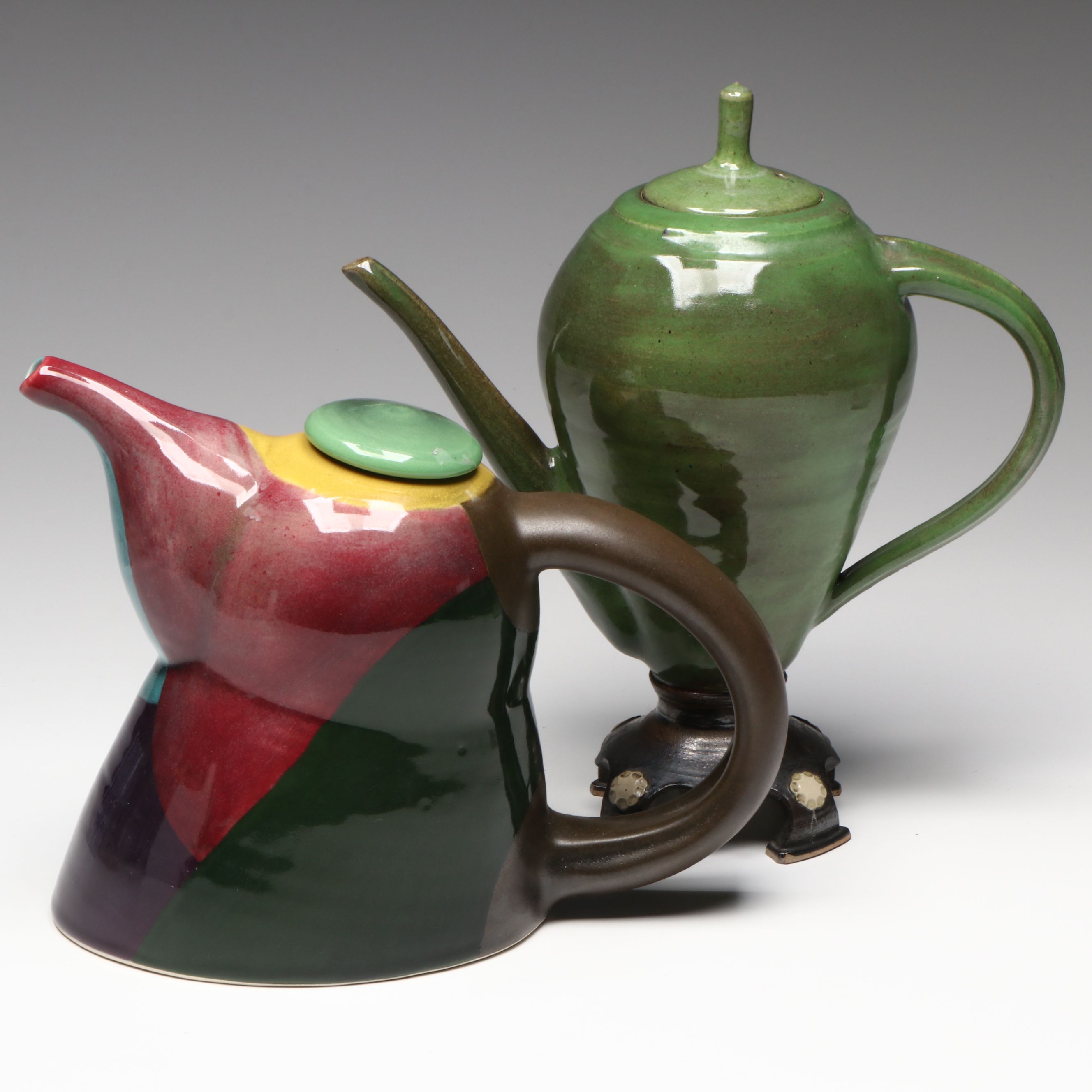 Artist Signed Art Pottery Ceramic Teapots