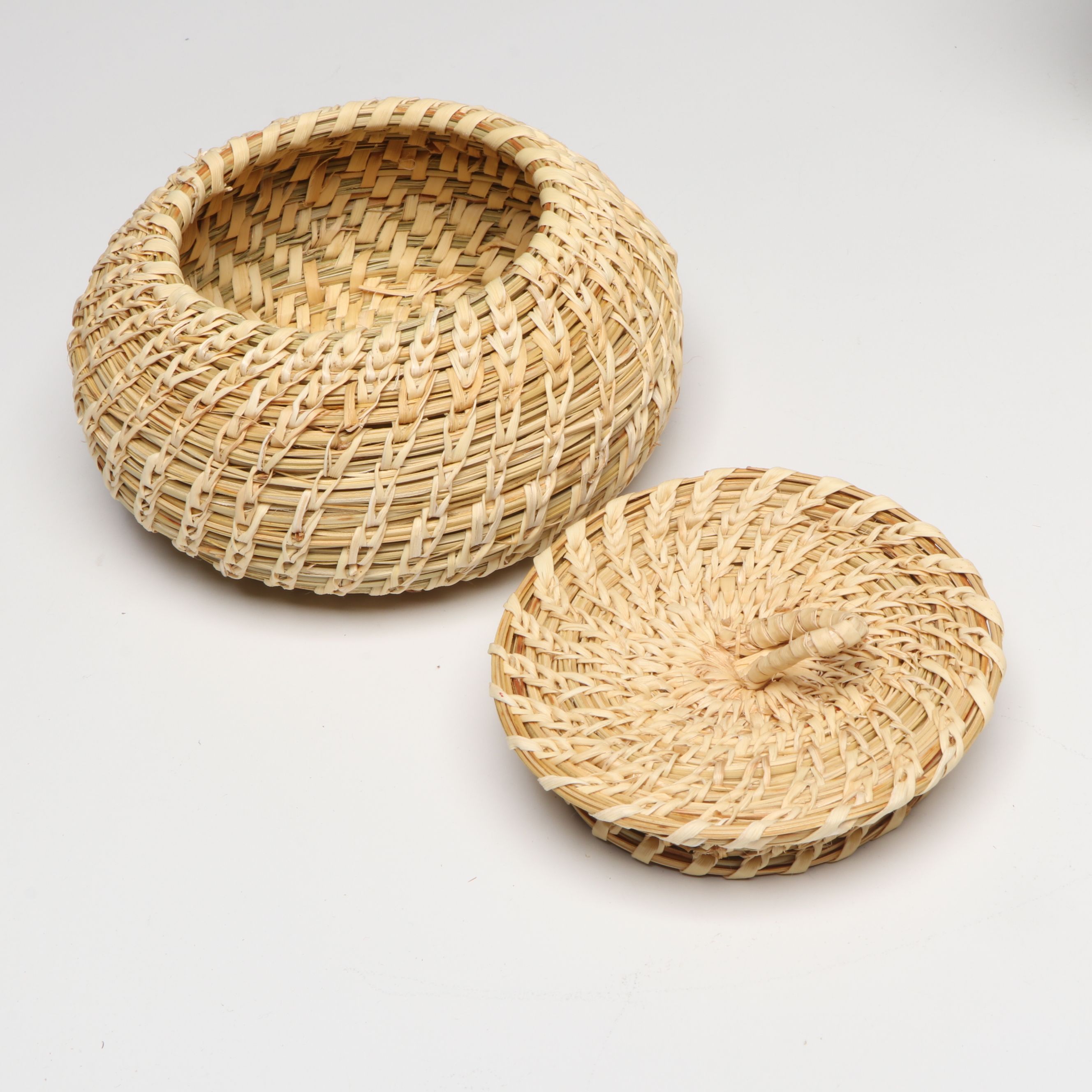 Catherine Conde with Other Tohono O'odham Beargrass and Yucca Fiber Basket