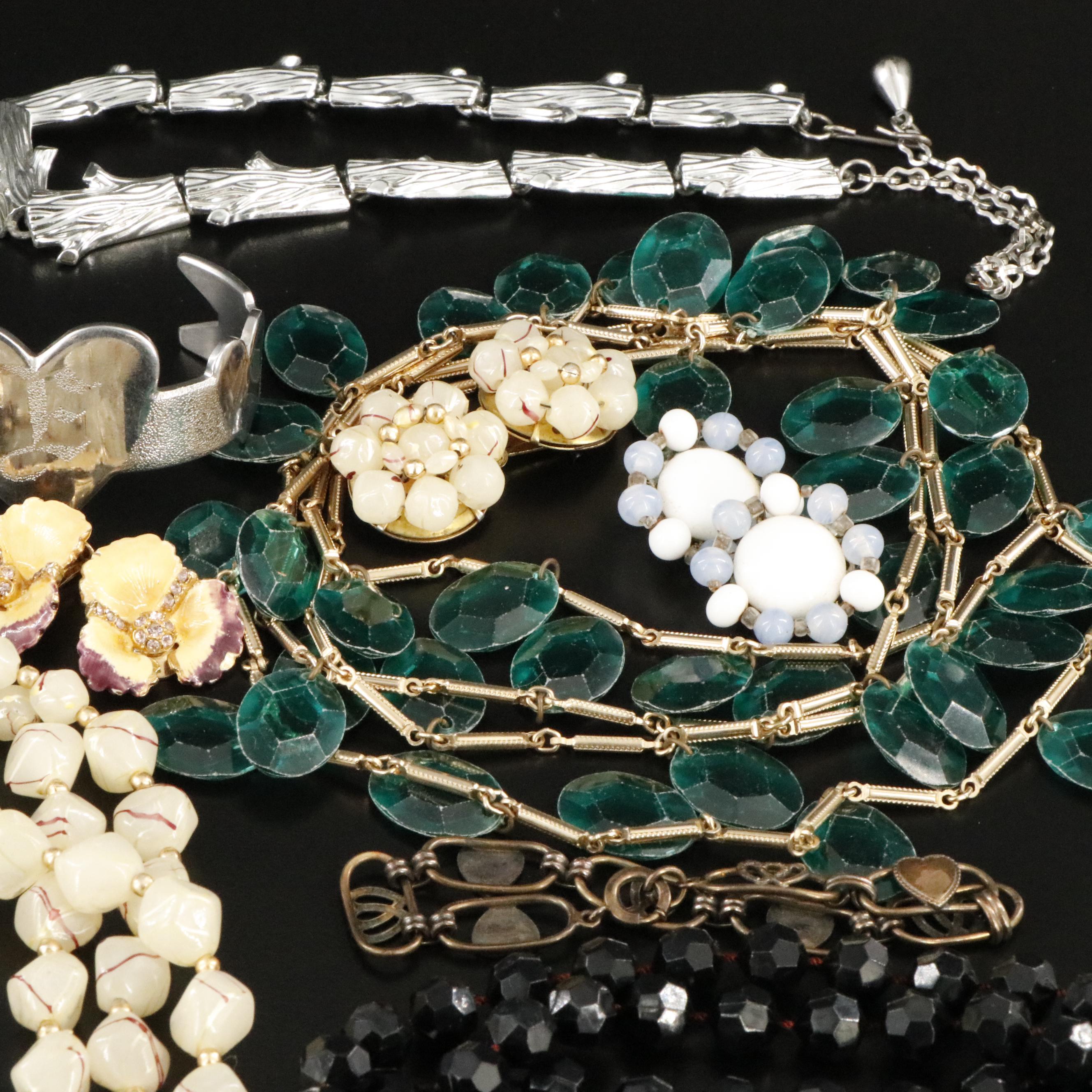 Weiss Pansy Flower Brooch and Earring Set Featured in Jewelry Collection