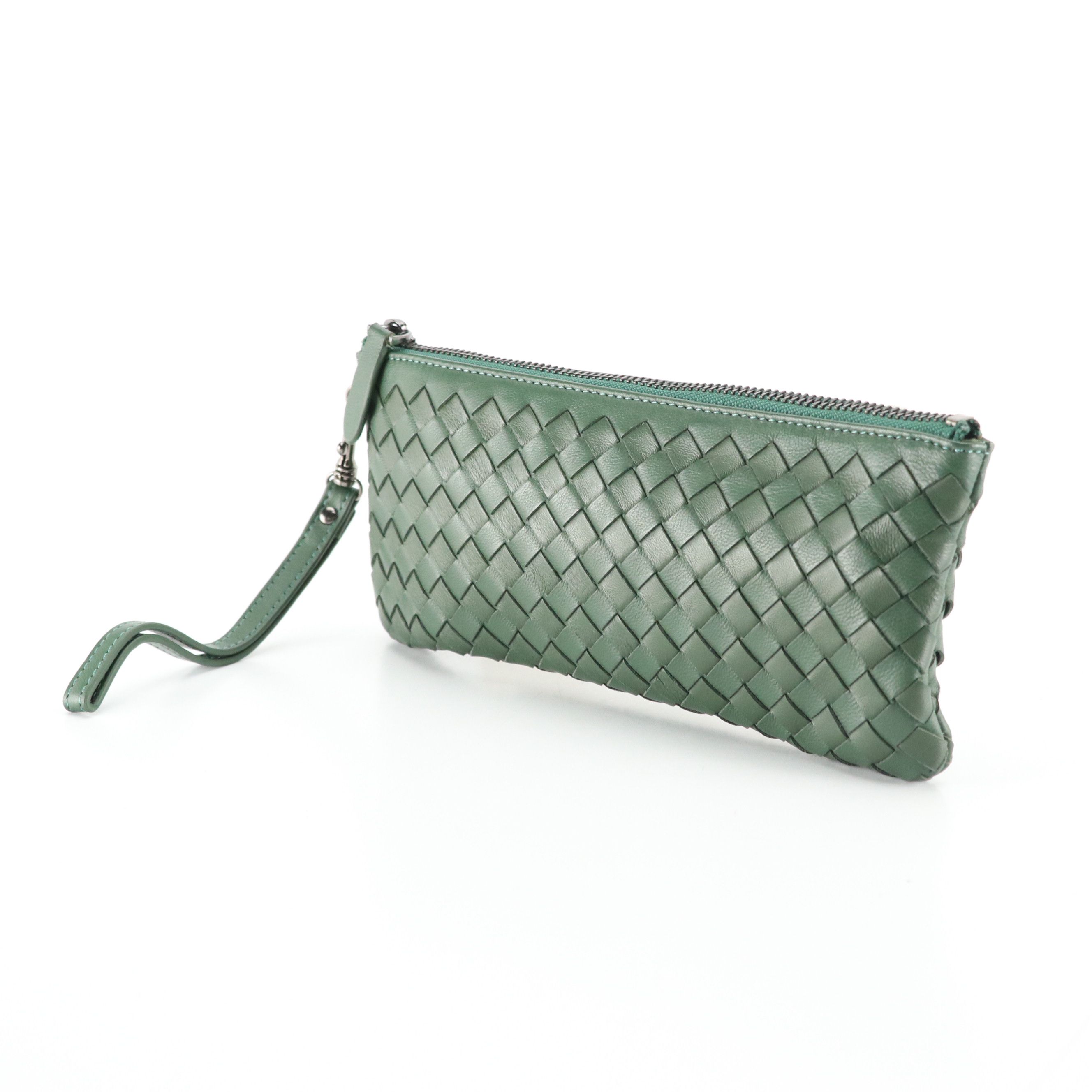 Cochni Woven Leather Zip Wallet/Wristlet Clutch