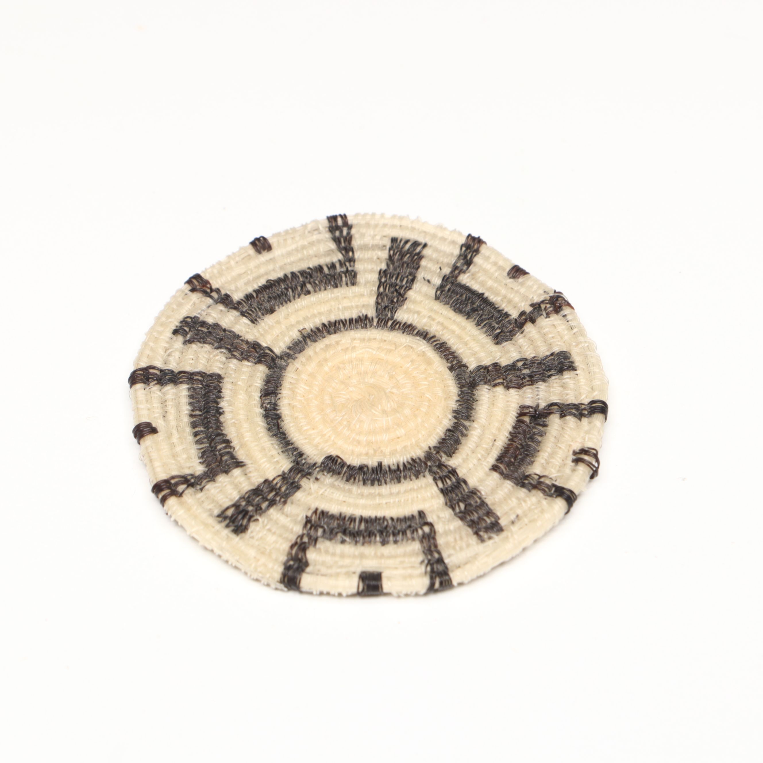 Tohono O'odham Miniature Horse Hair Basketry with Geometric Designs