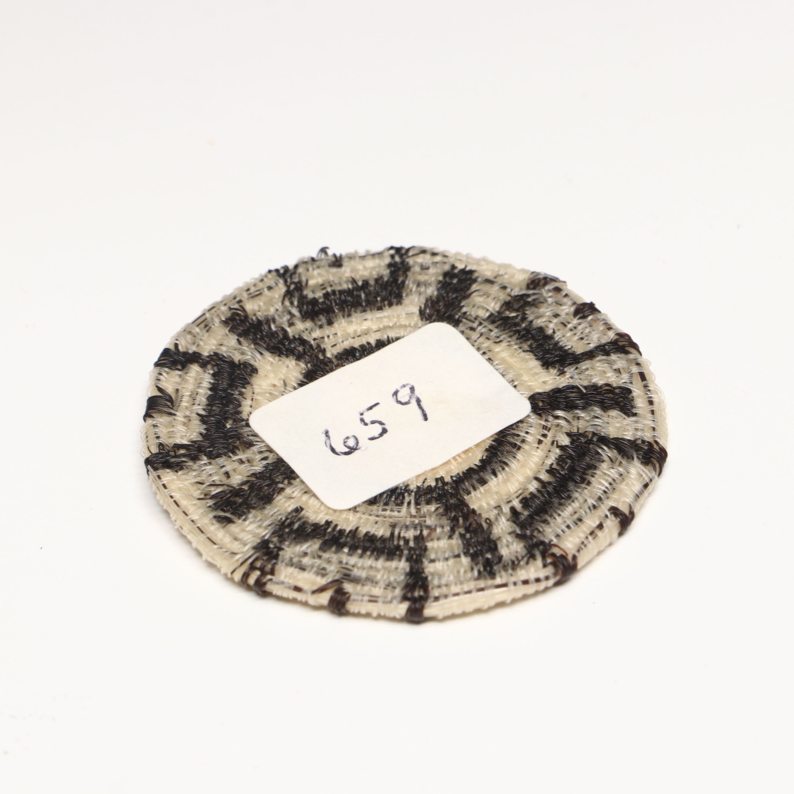 Tohono O'odham Miniature Horse Hair Basketry with Geometric Designs