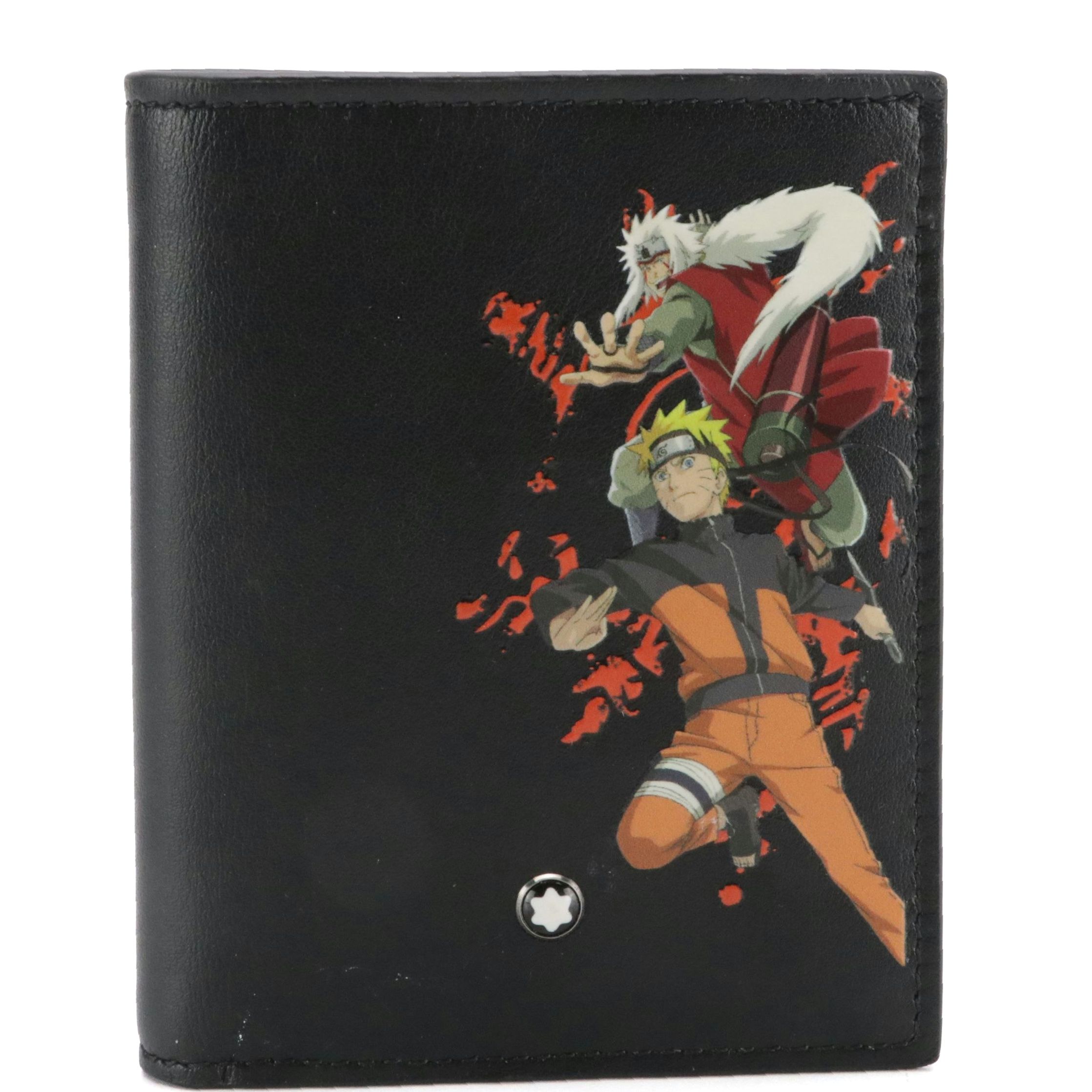 Montblanc x Naruto Bifold Compact Wallet in Printed Black Calf Leather