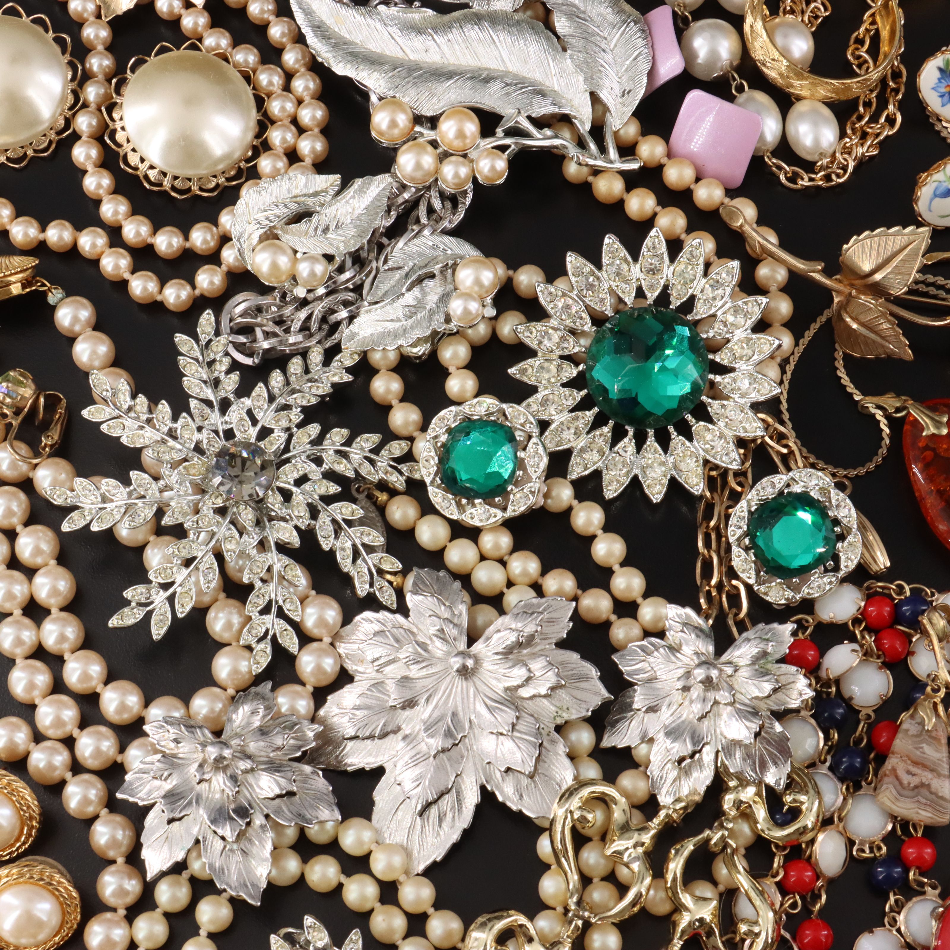 Agate, Glass Pearls and Rhinestones Featured in Costume Jewelry Collection