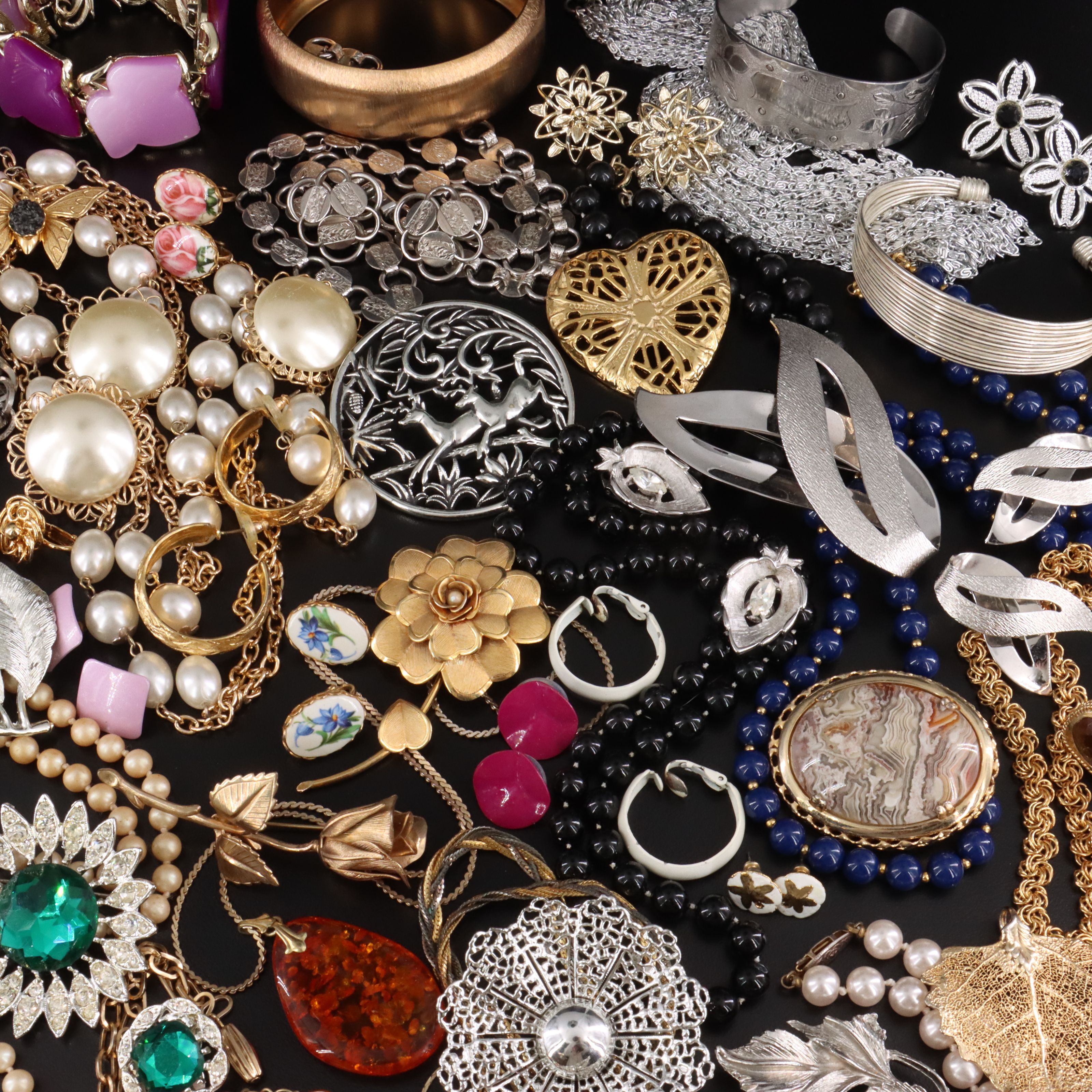 Agate, Glass Pearls and Rhinestones Featured in Costume Jewelry Collection