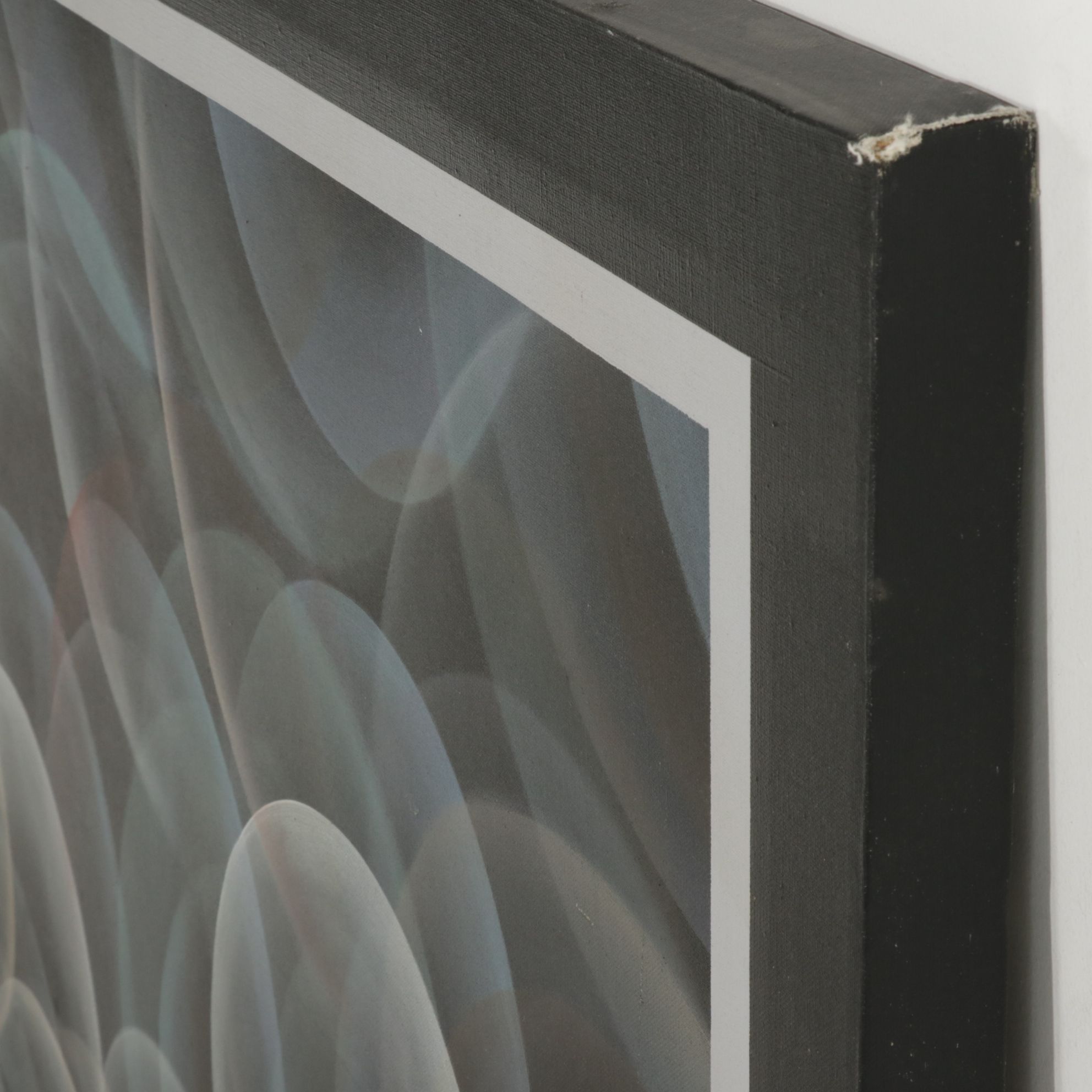 E. Lee Abstract Acrylic Painting of Pastel Eccentric Circles, Late 20th Century