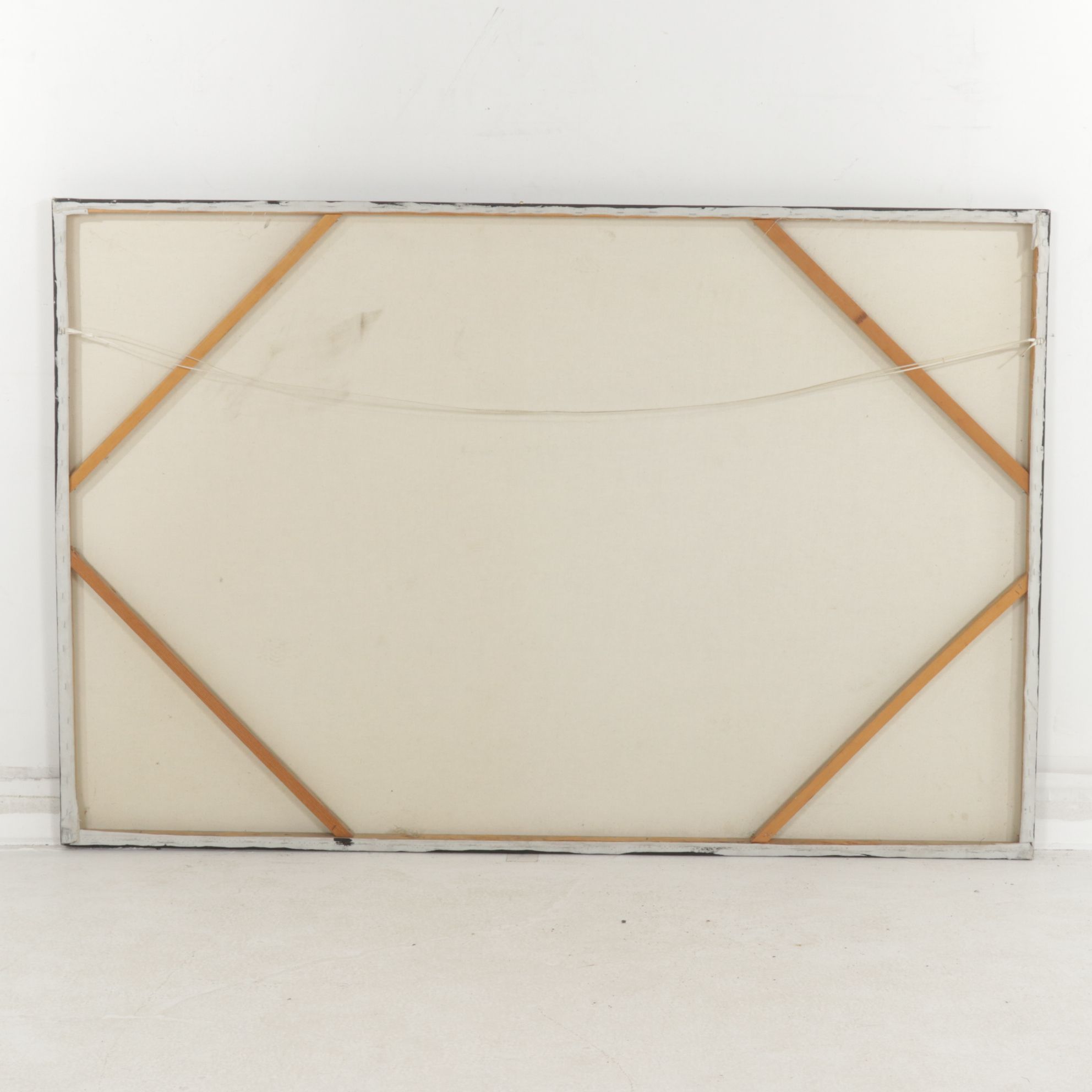 E. Lee Abstract Acrylic Painting of Pastel Eccentric Circles, Late 20th Century