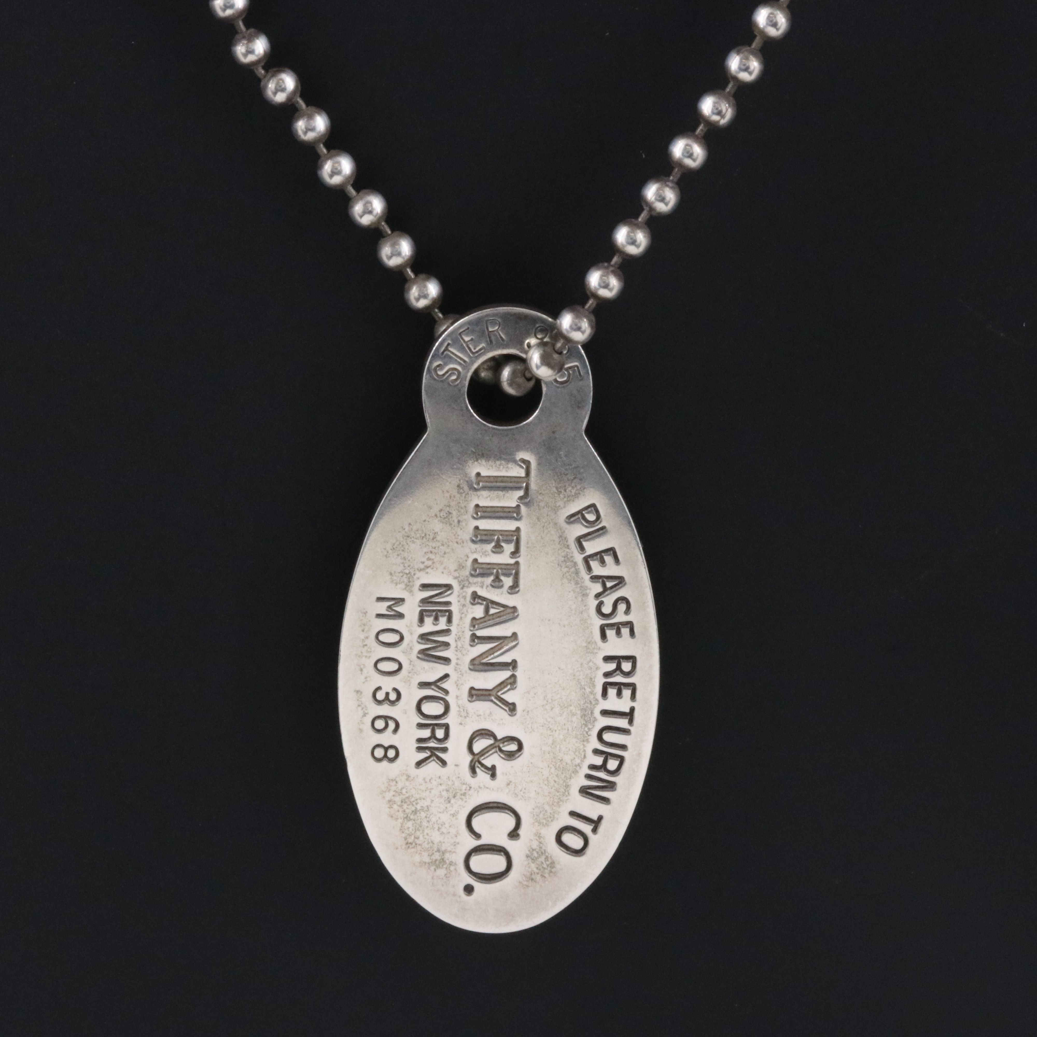 Tiffany & Co. Please Return to Tiffany Sterling Oval Tag Pendant Necklace