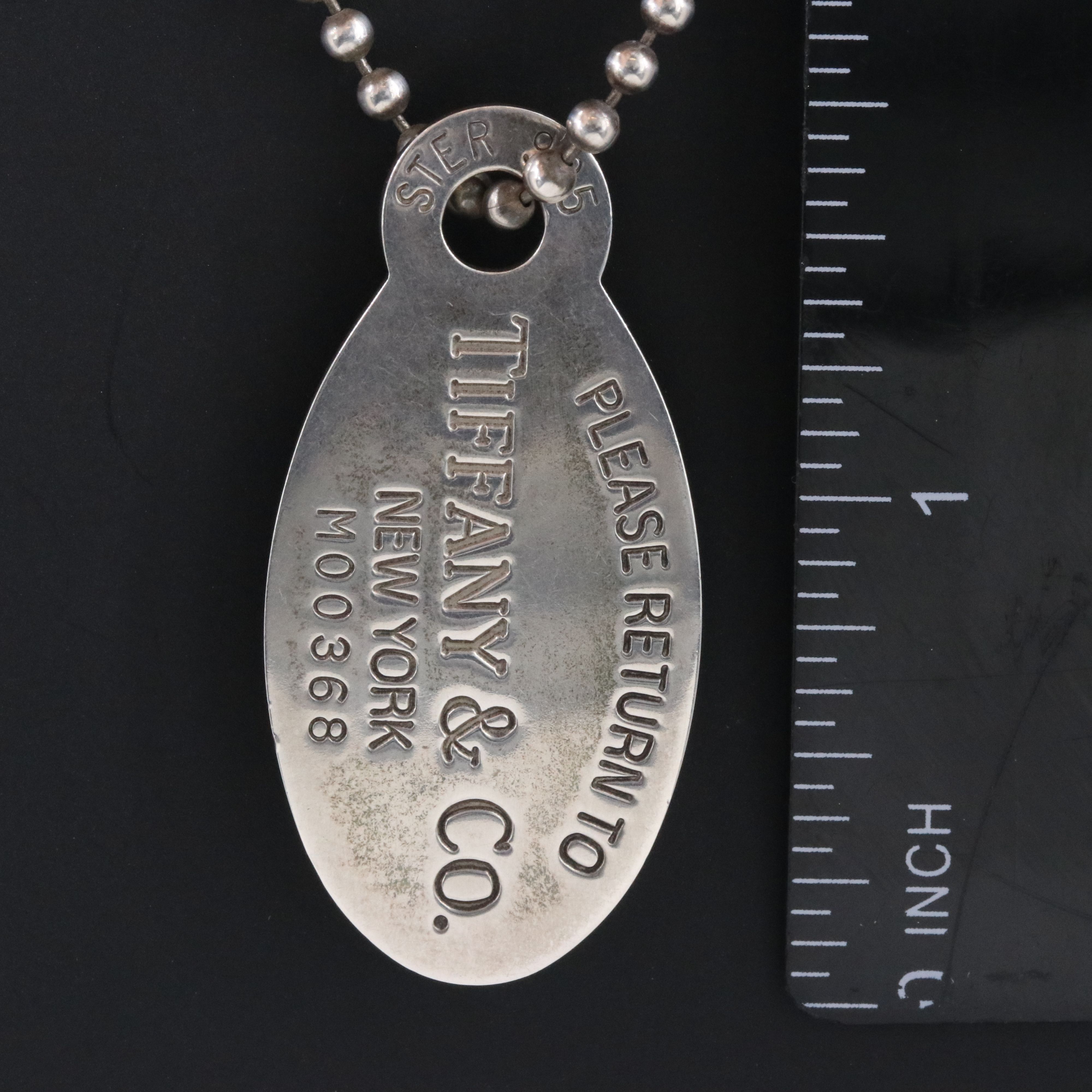 Tiffany & Co. Please Return to Tiffany Sterling Oval Tag Pendant Necklace