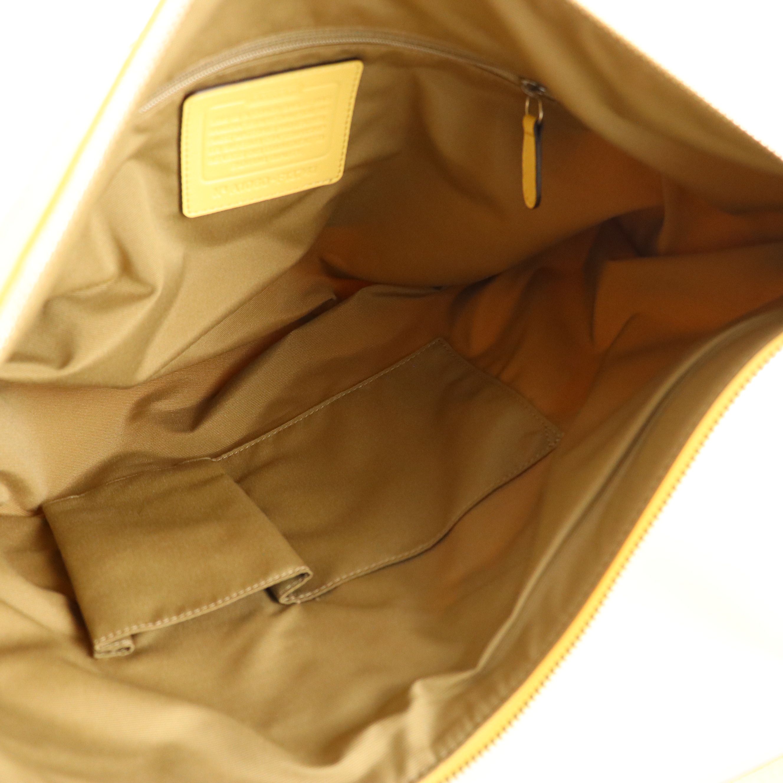 Coach Zoe Metallic Bronze Leather Hobo Bag, Yellow Signature Canvas Pulley Bag