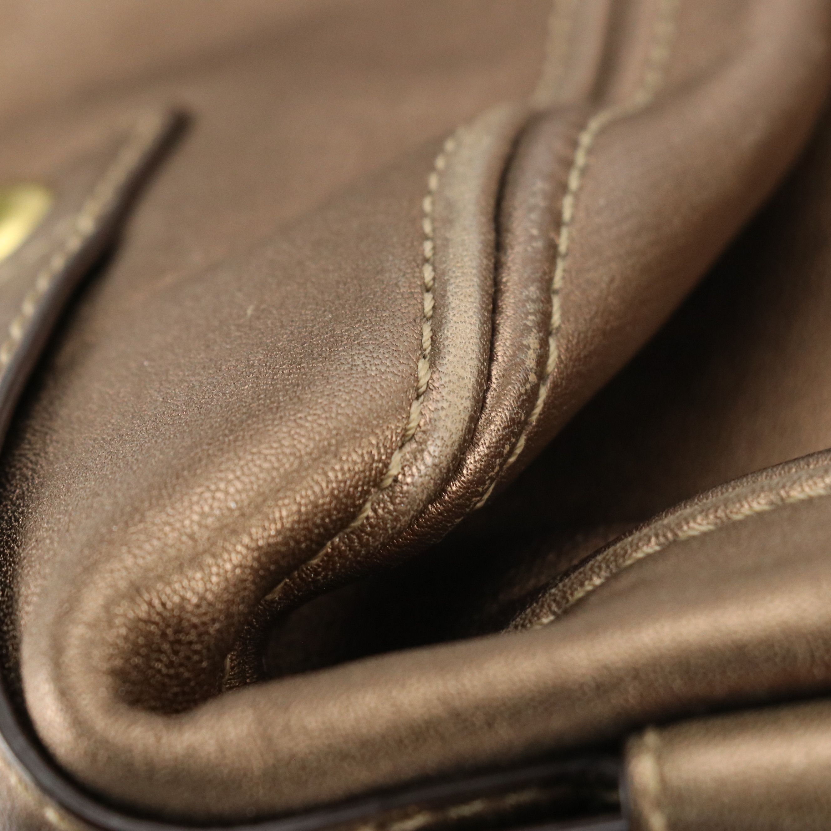 Coach Zoe Metallic Bronze Leather Hobo Bag, Yellow Signature Canvas Pulley Bag