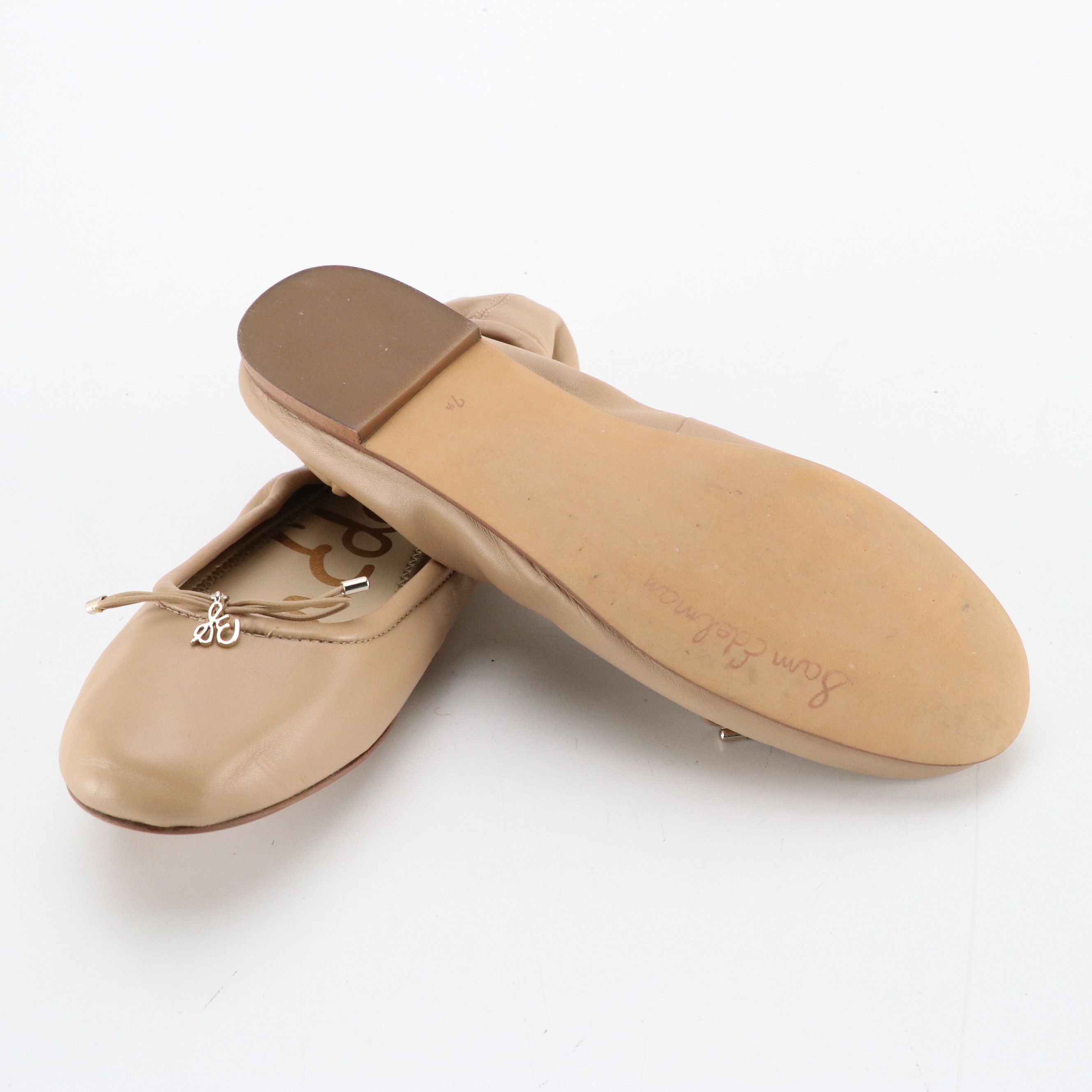 Sam Edelman Beige Leather Ballet Flats