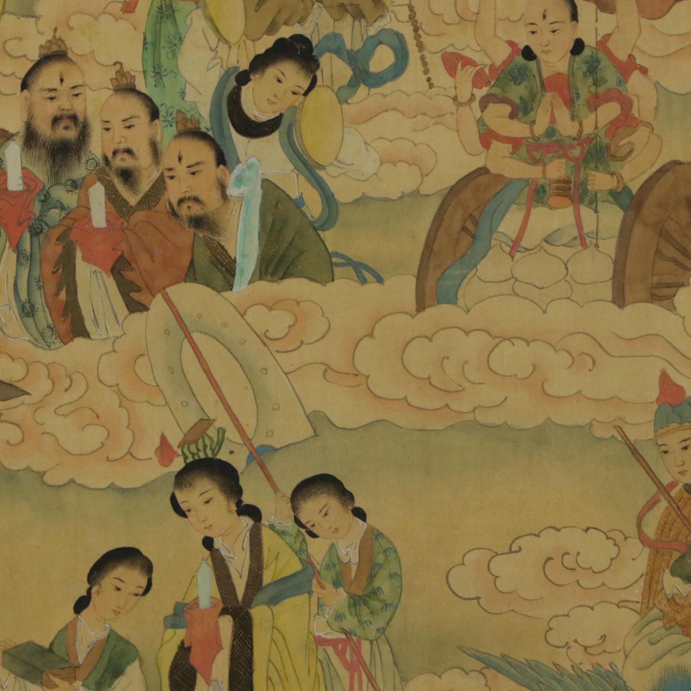 Chinese Court Scene Watercolor and Gouache Painting