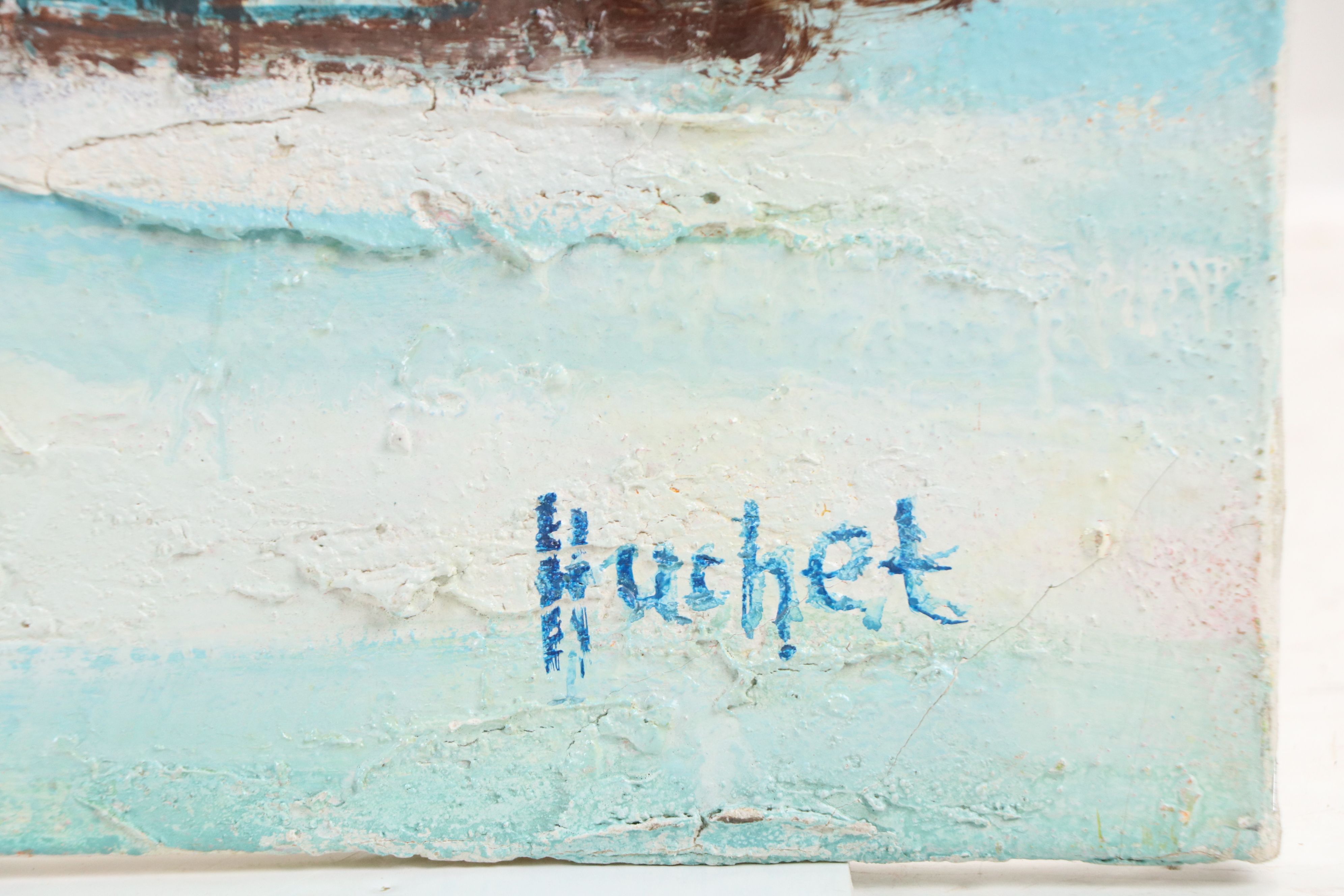 Urbain Emmanuel Huchet Impasto Oil Painting of Carousel Scene, 20th Century