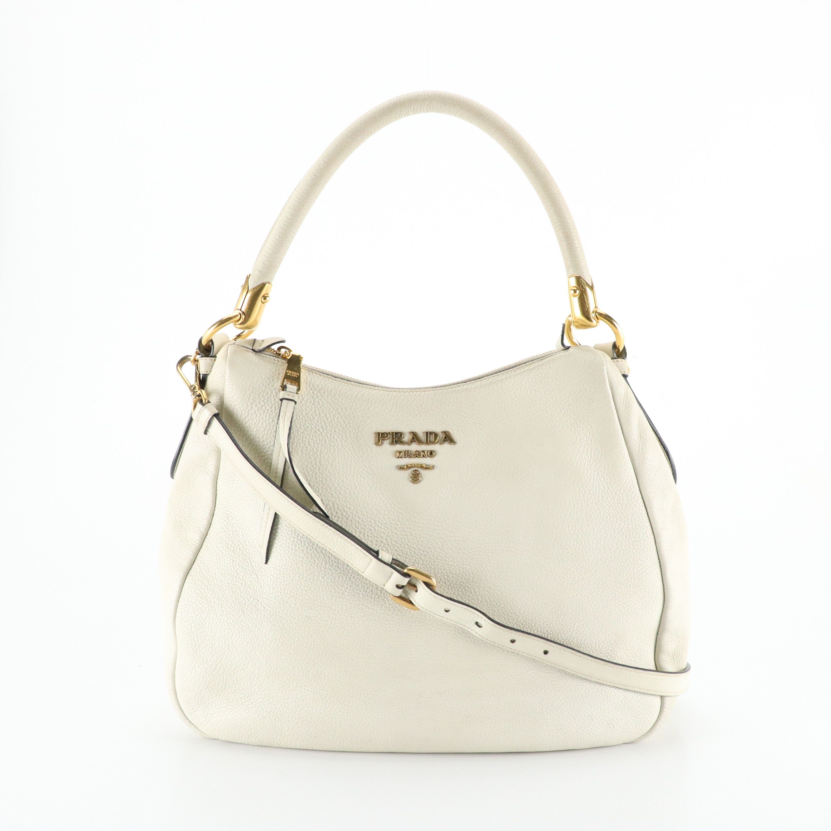 Prada Vitello Daino Leather Two-Way Hobo Bag